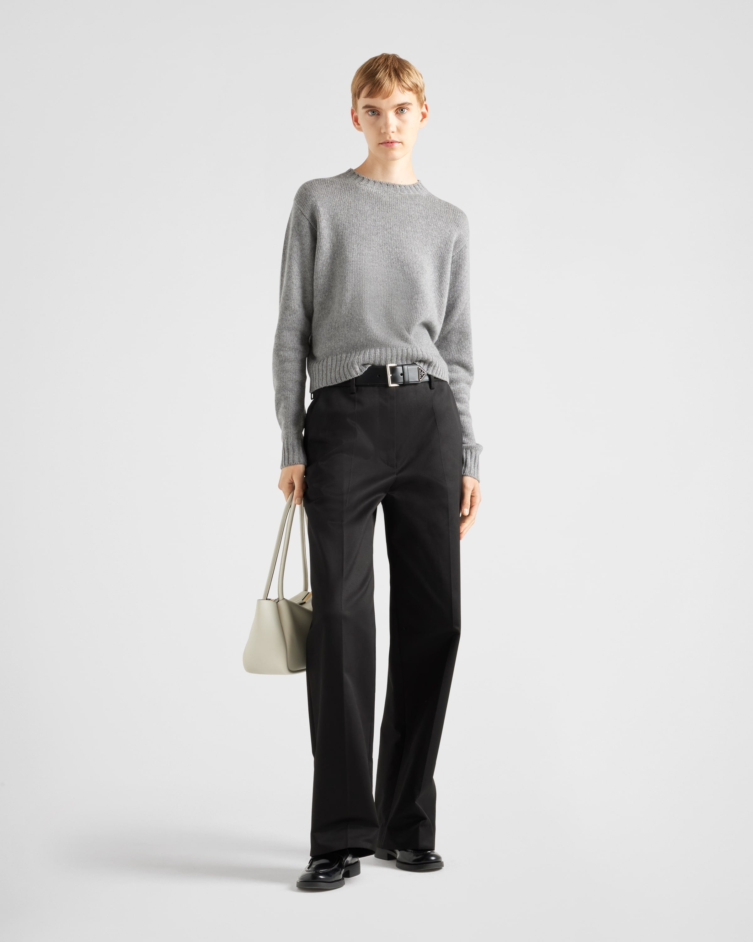 Ribbed knit Re-Cashmere sweater Grey
