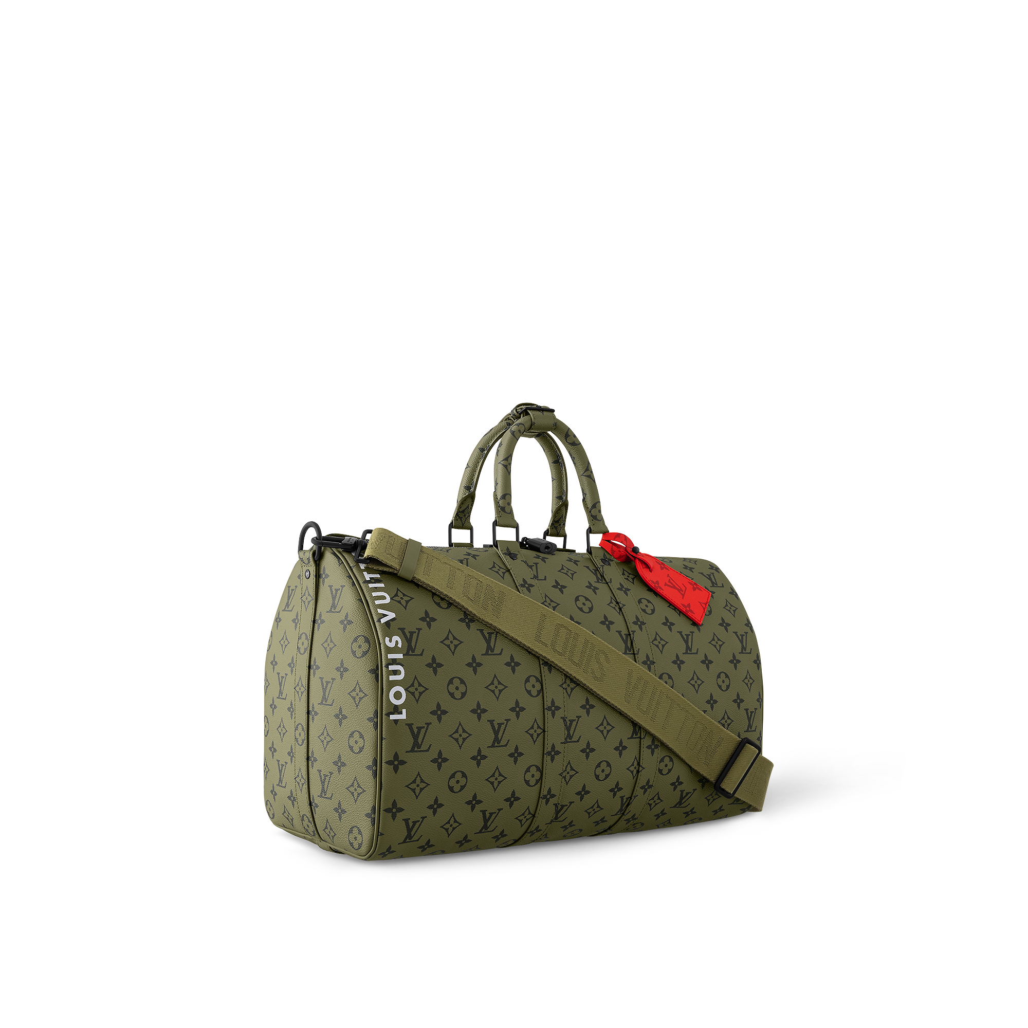 Keepall Bandoulière 45 Khaki Green/Vermillion Red