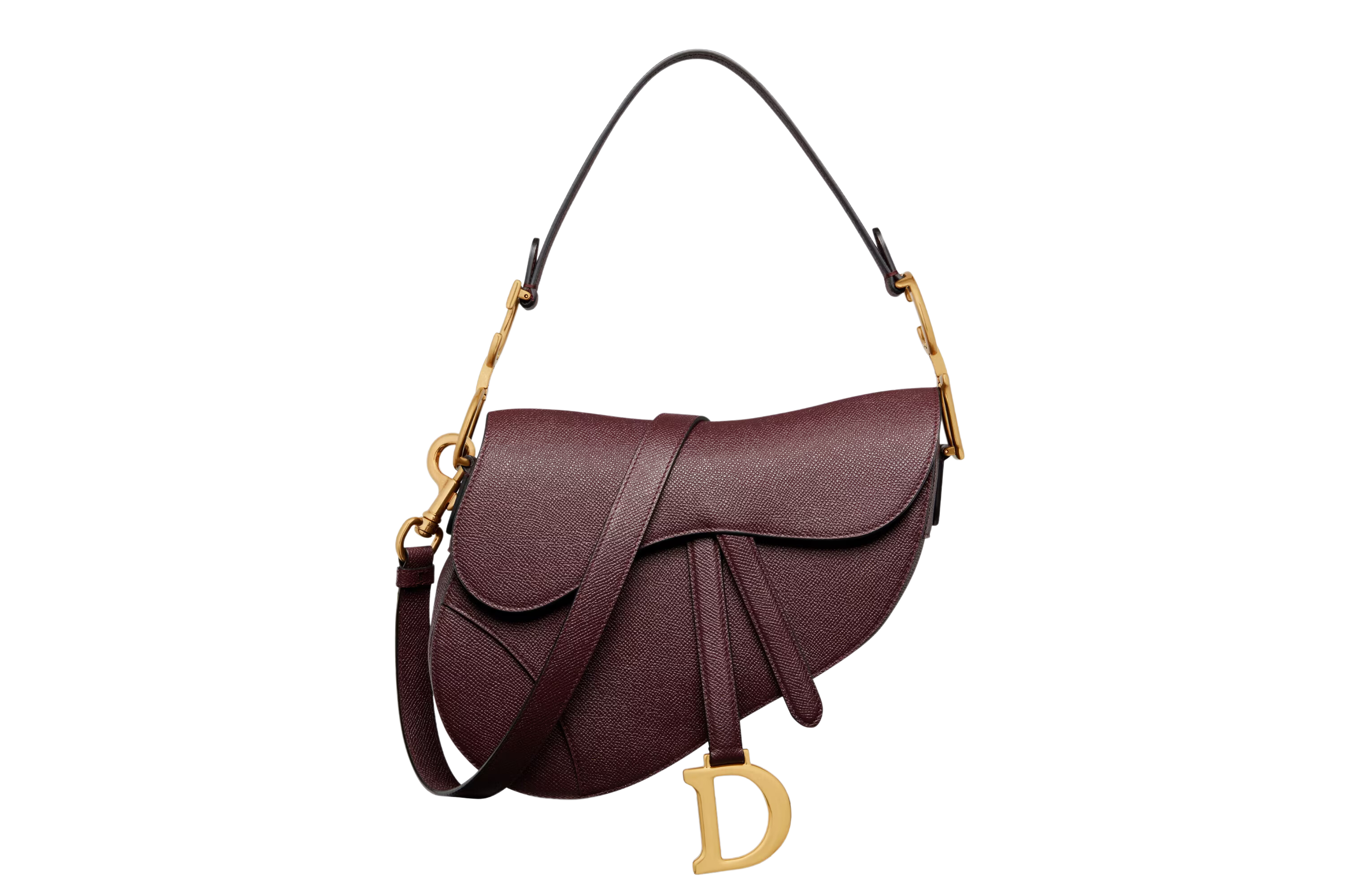 SADDLE BAG WITH STRAP Amaranth Grained Calfskin