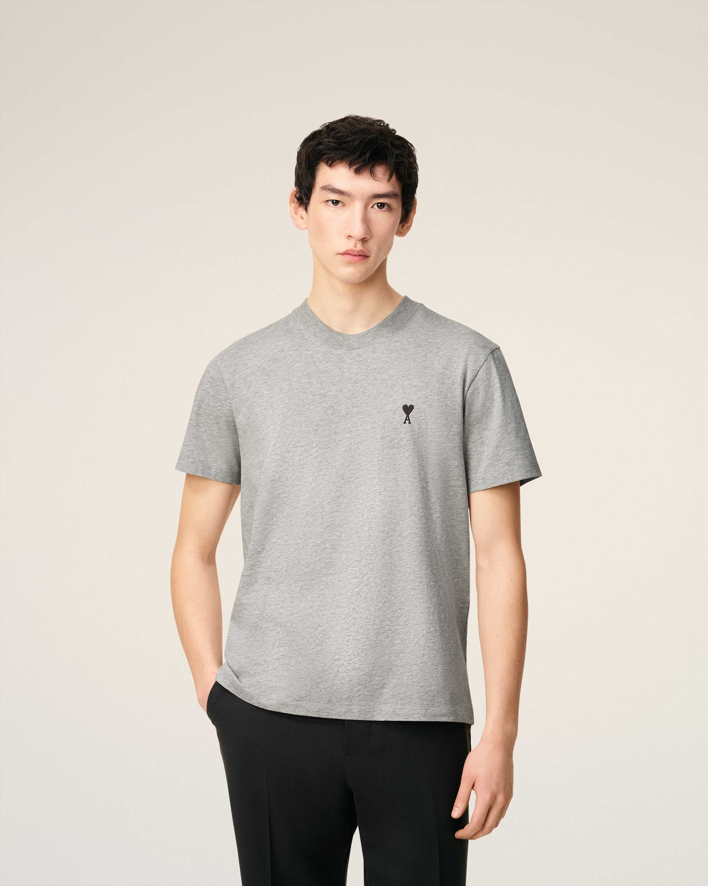 Grey Cotton Ami De Coeur T-shirt HEATHER ASH GREY