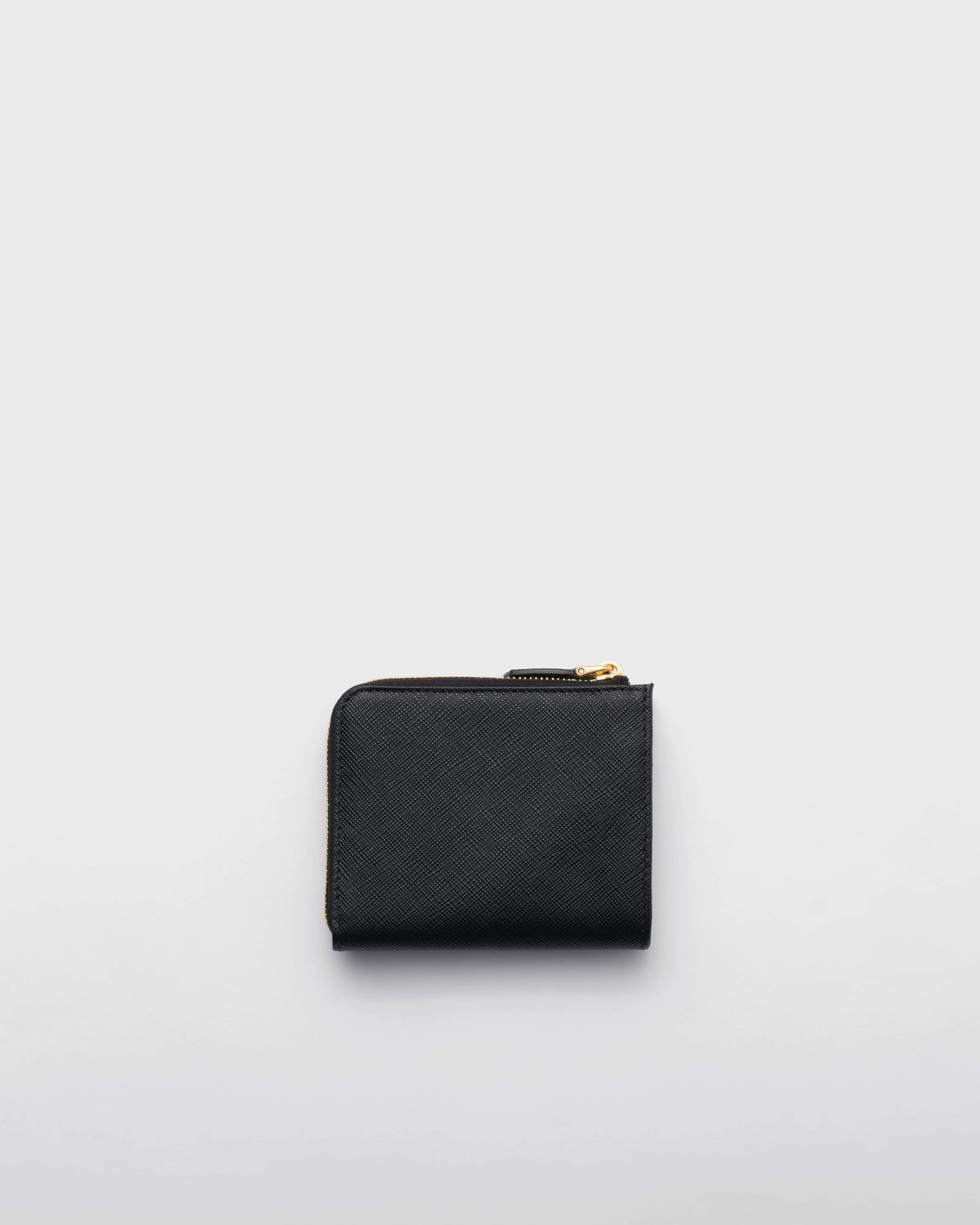 Small Saffiano leather zipper wallet Black
