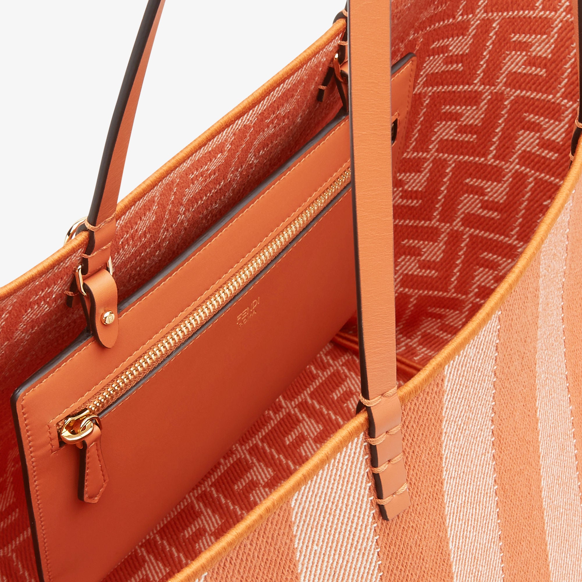 Roll Large Reversible shopper in Pequin striped and orange FF fabric