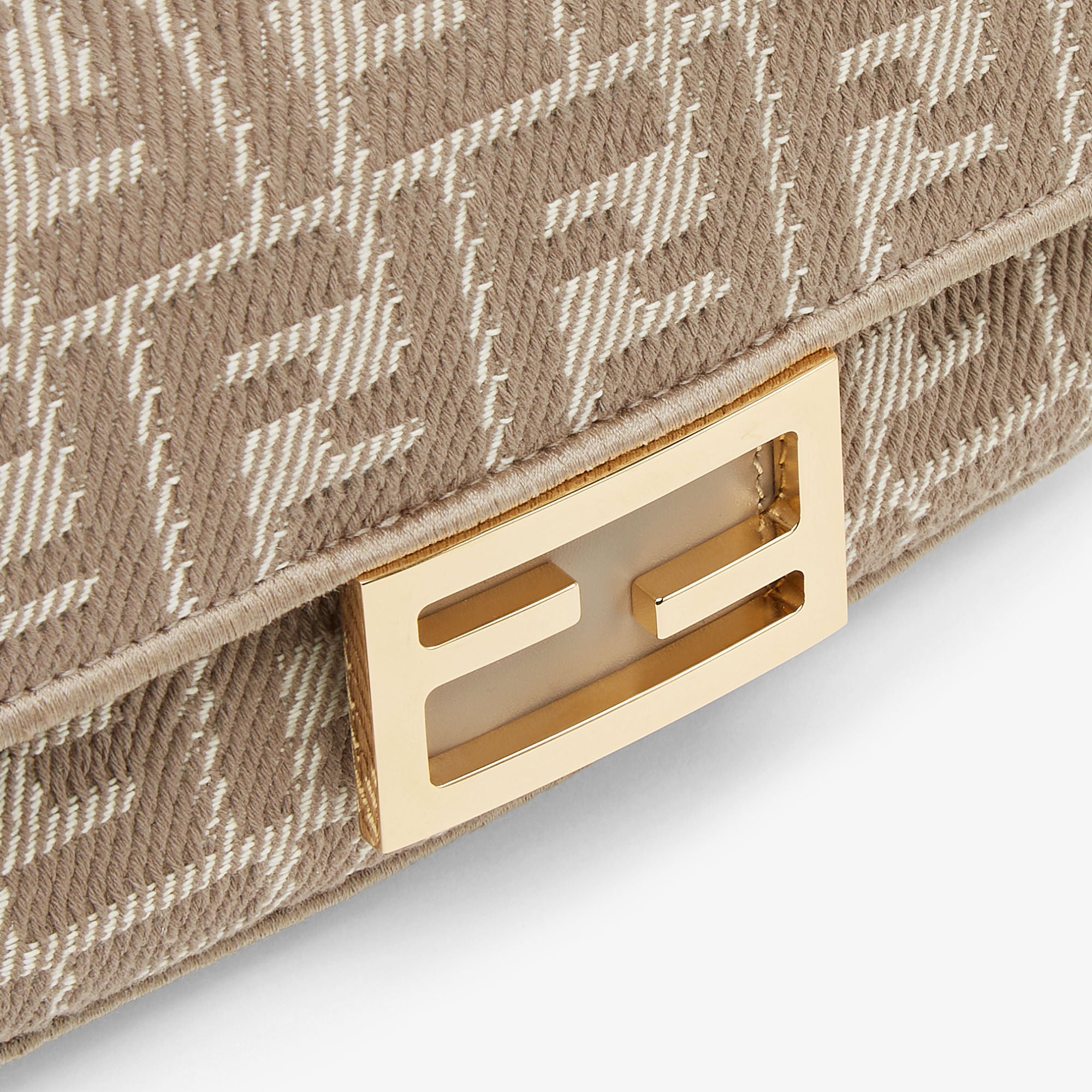 Baguette Mini Dove gray denim-effect FF jacquard bag