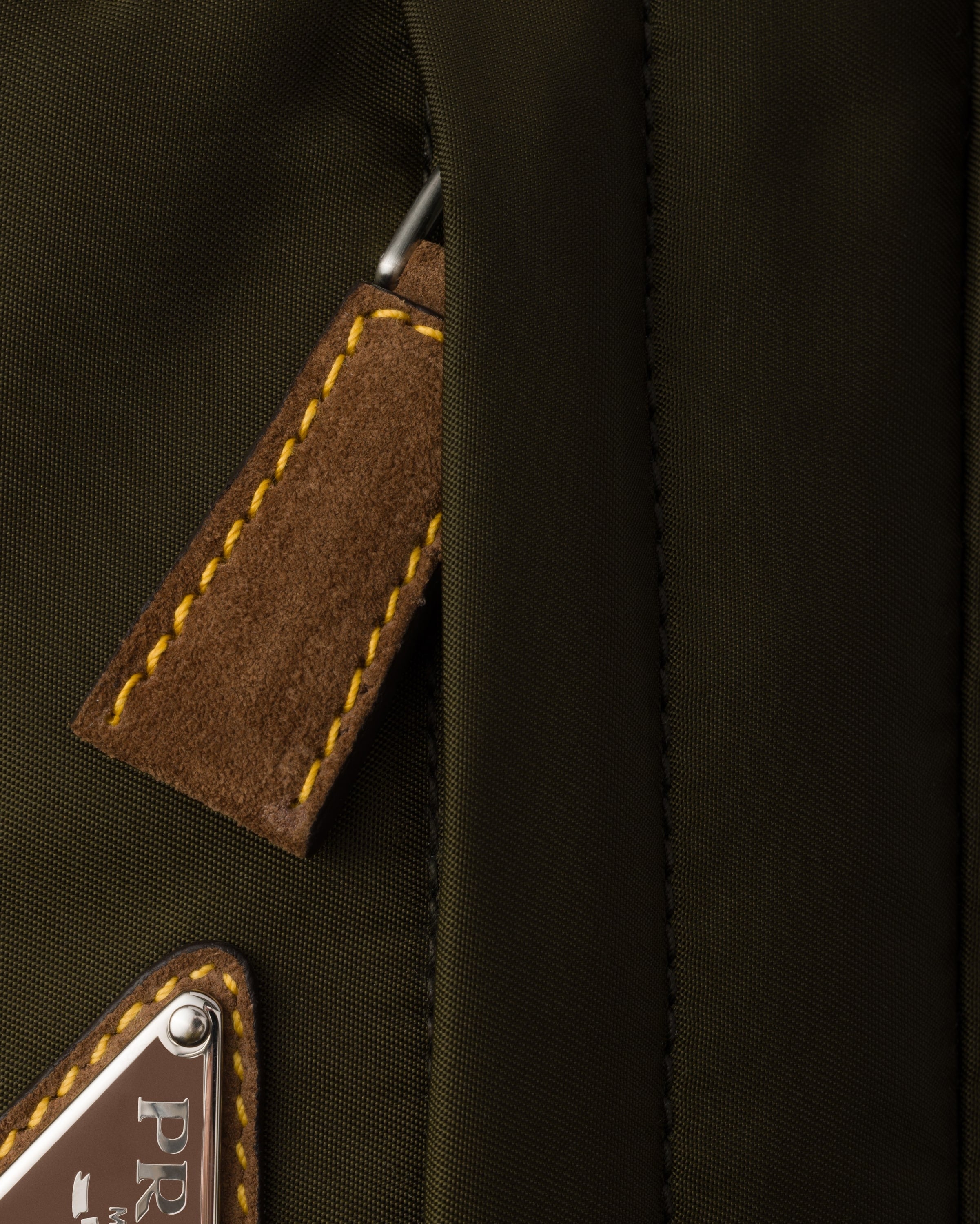 Small Re-Nylon and suede shoulder bag Musk Green/Cocoa