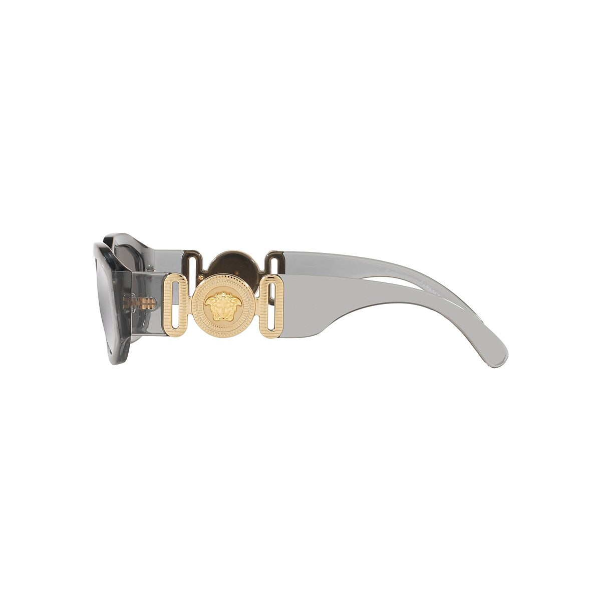 VERSACE VE4361 Biggie Transparent Grey - Men Luxury Sunglasses, Light Grey Mirror Silver Lens