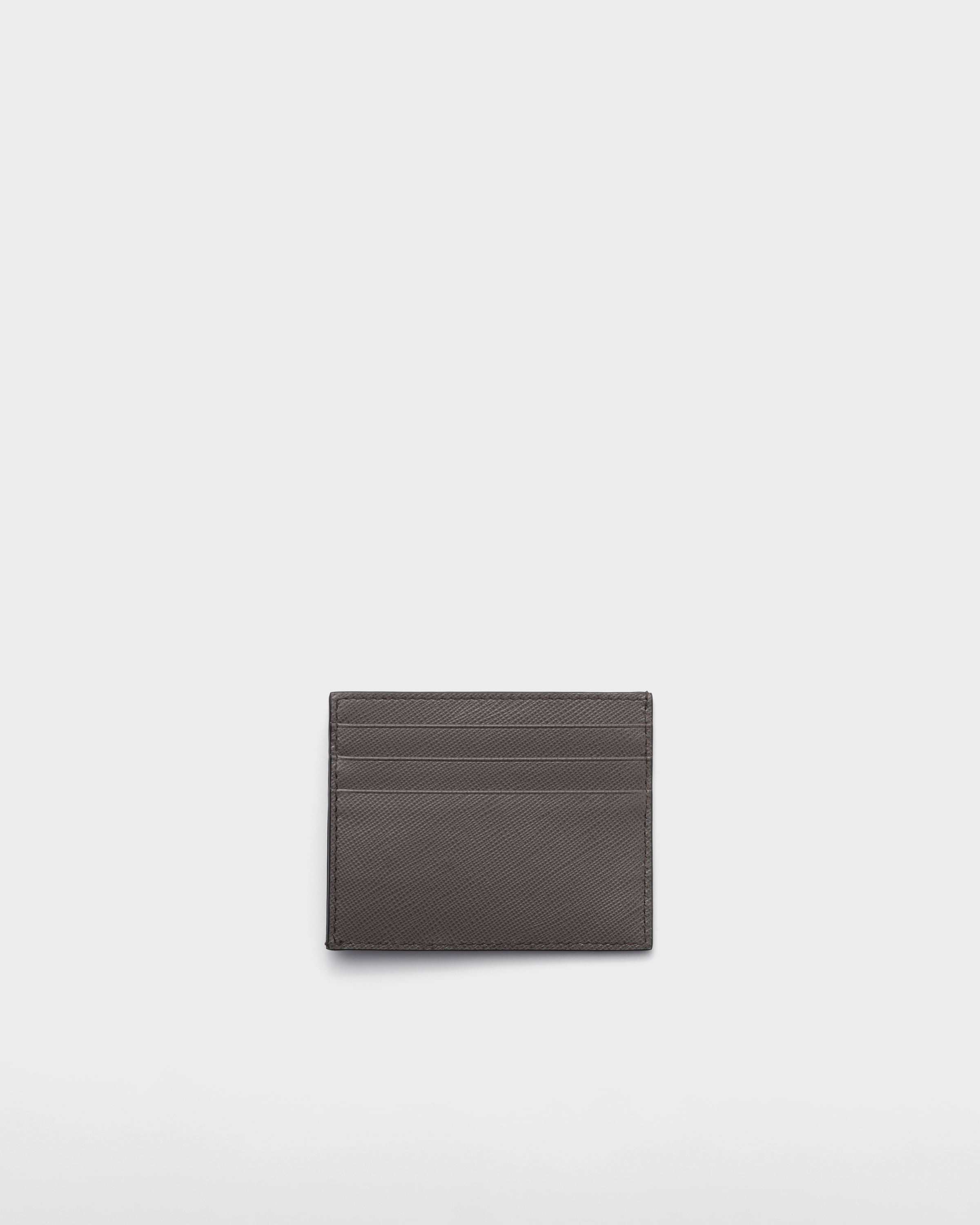 Saffiano leather card holder Smoky Gray