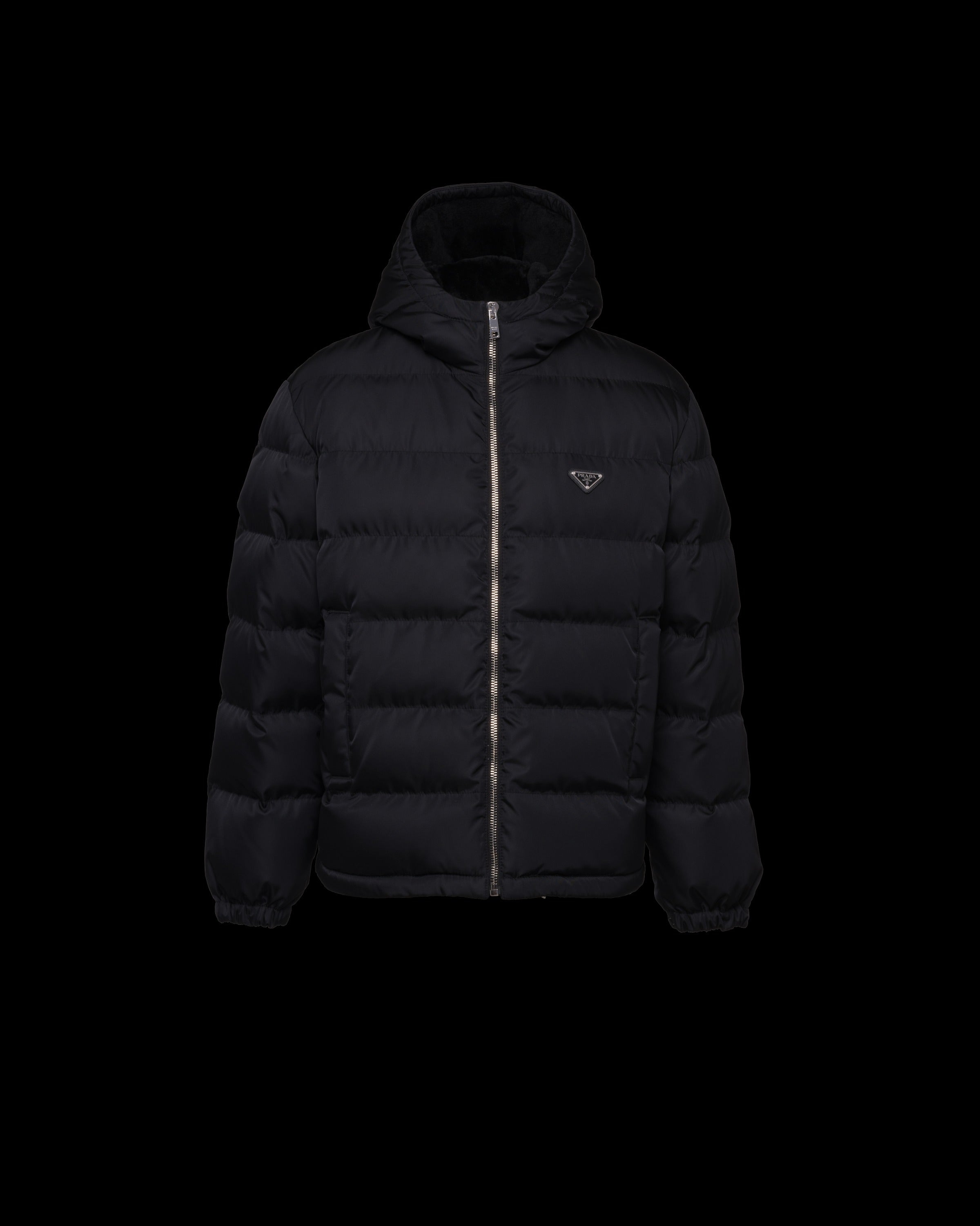 Cropped Re-Nylon down jacket Black