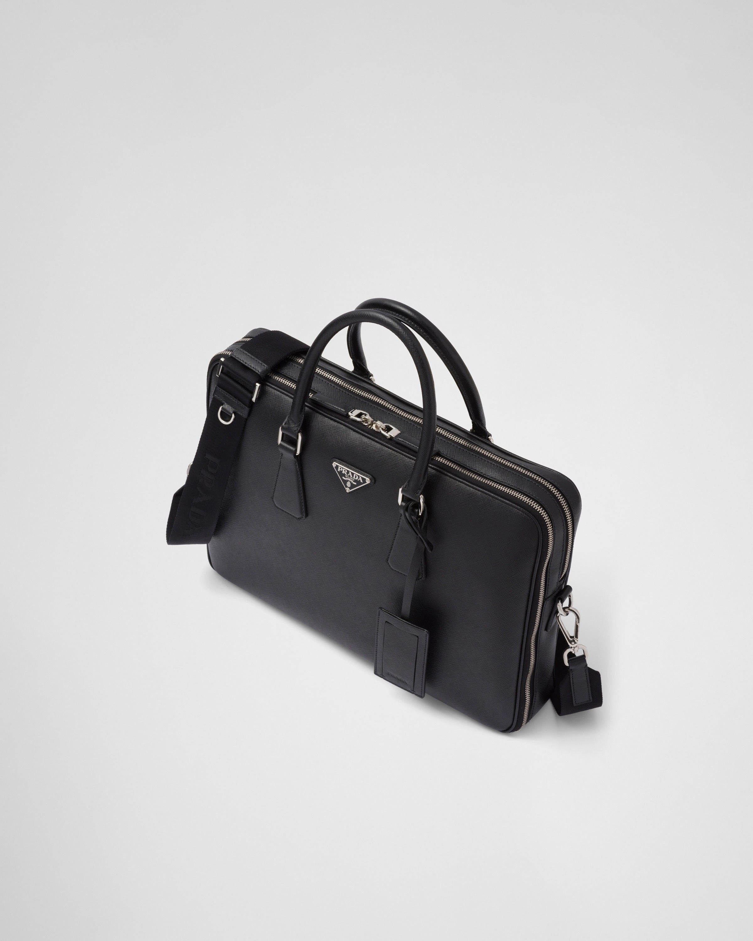 Saffiano leather briefcase Black