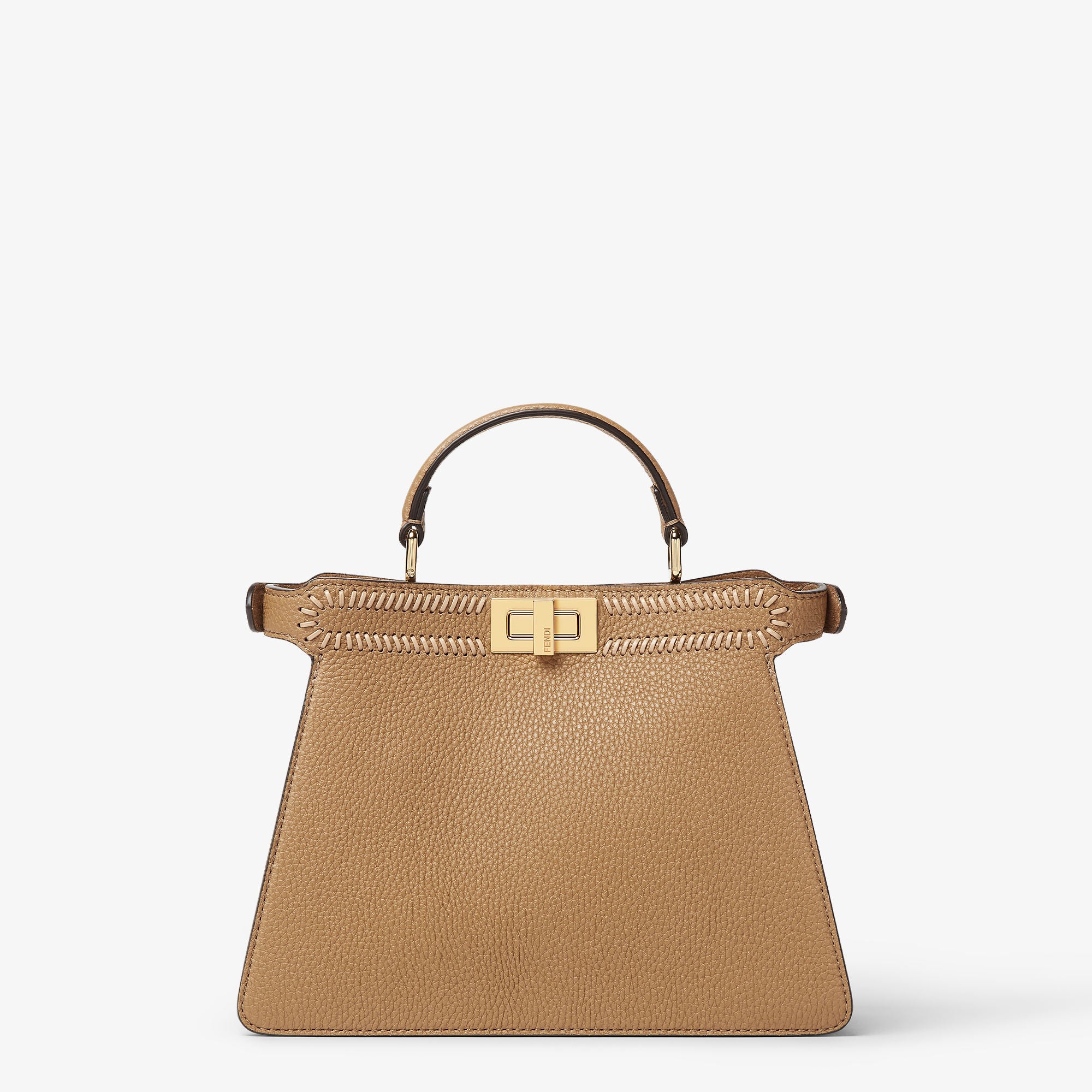 Peekaboo ISeeU Small Cappuccino-colored leather bag with FF interlacing
