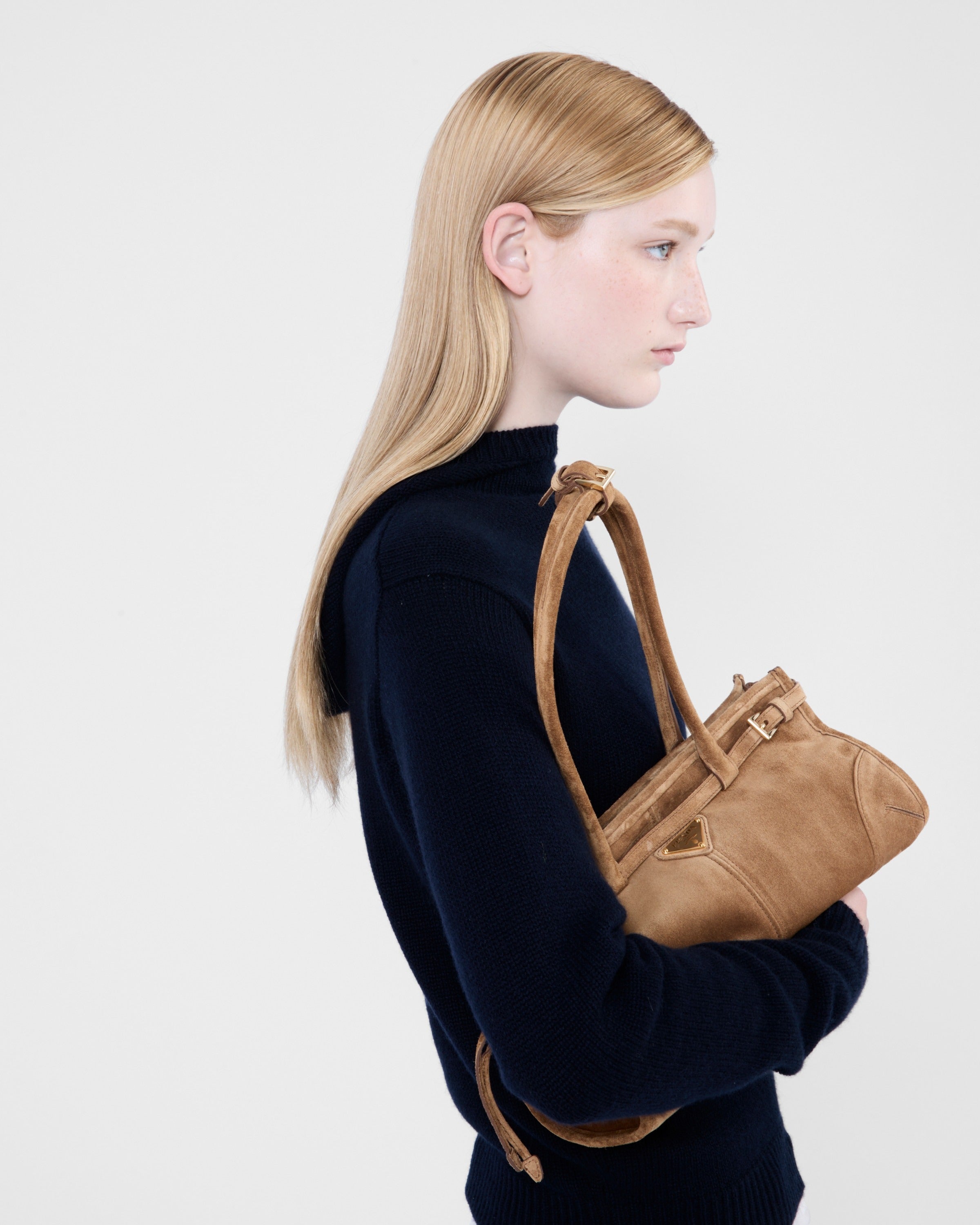 Prada Bonnie medium suede handbag Cinnamon