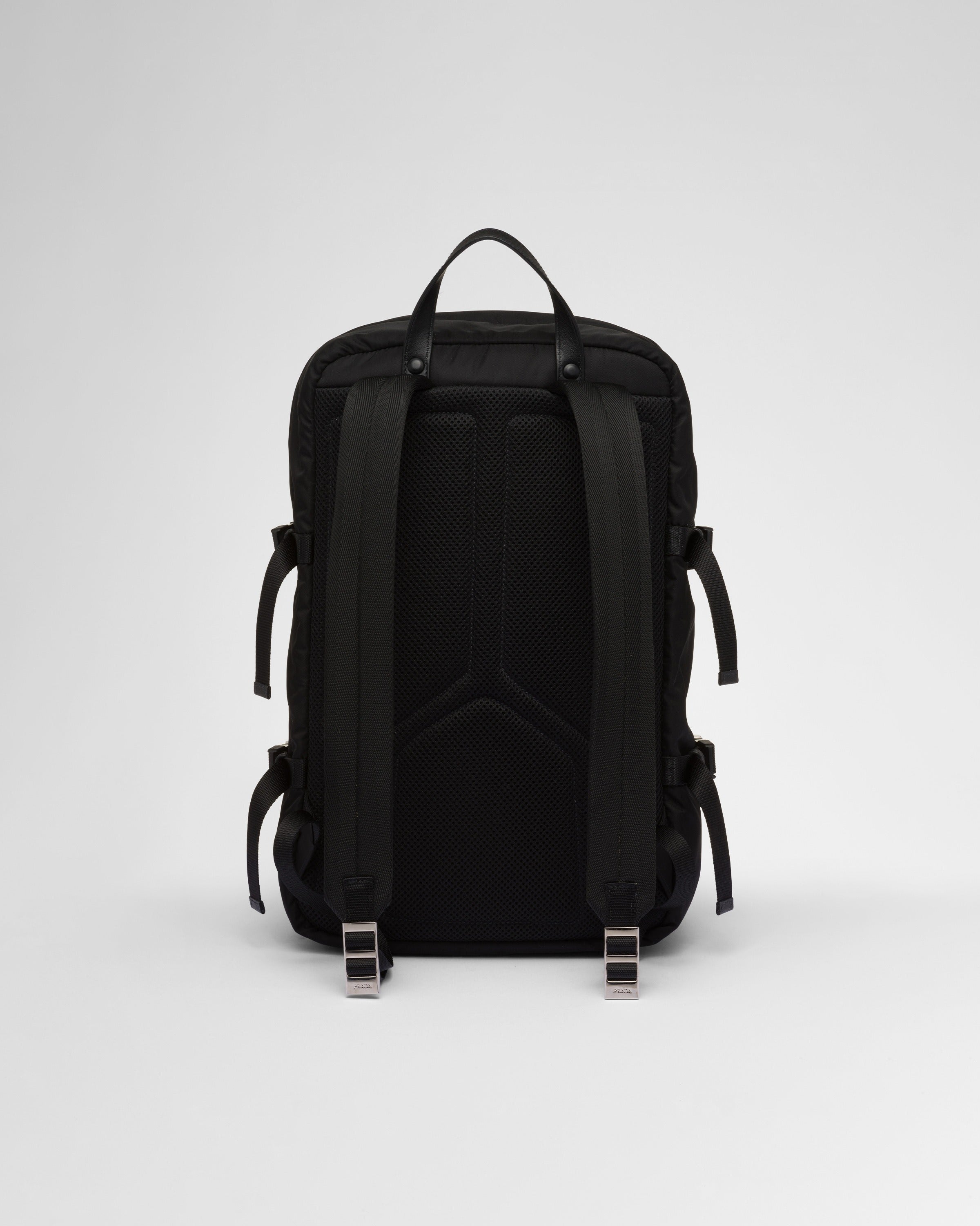 Re-Nylon and Saffiano leather backpack Black