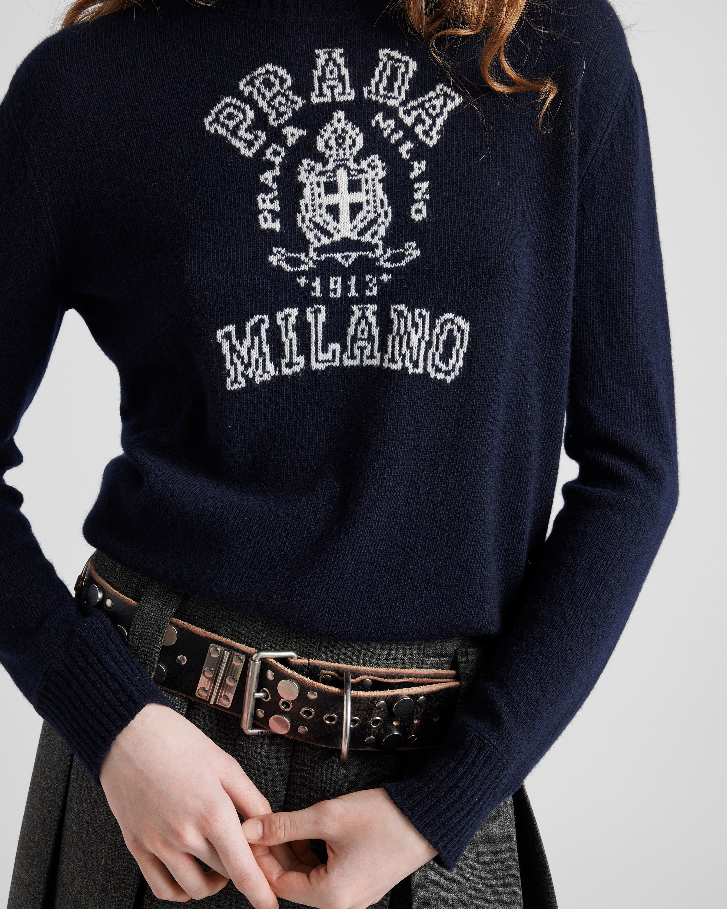 Wool and cashmere intarsia sweater Blue/White