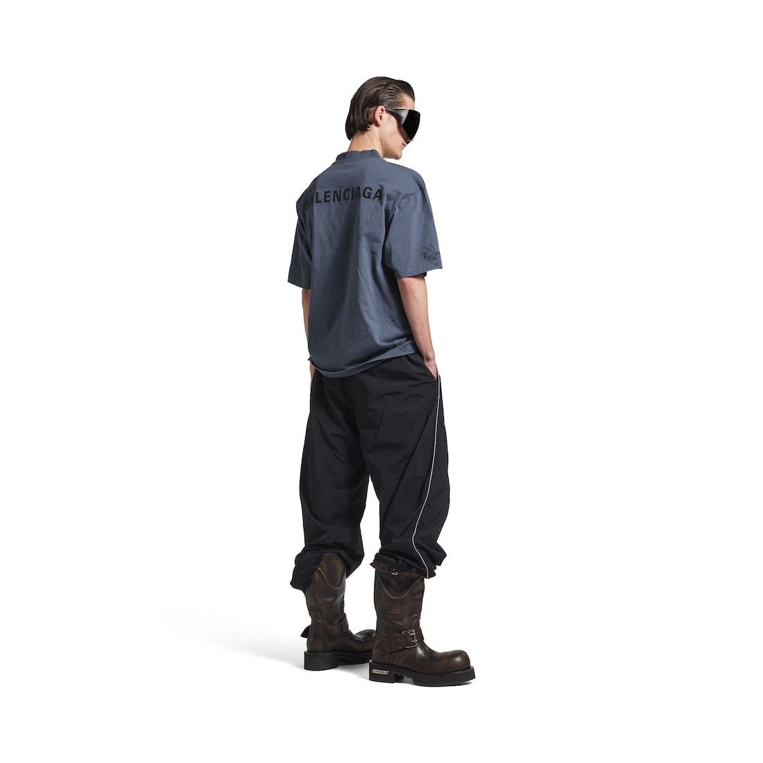 Men's Balenciaga Back T-shirt Medium Fit in Faded Dark Blue/Black