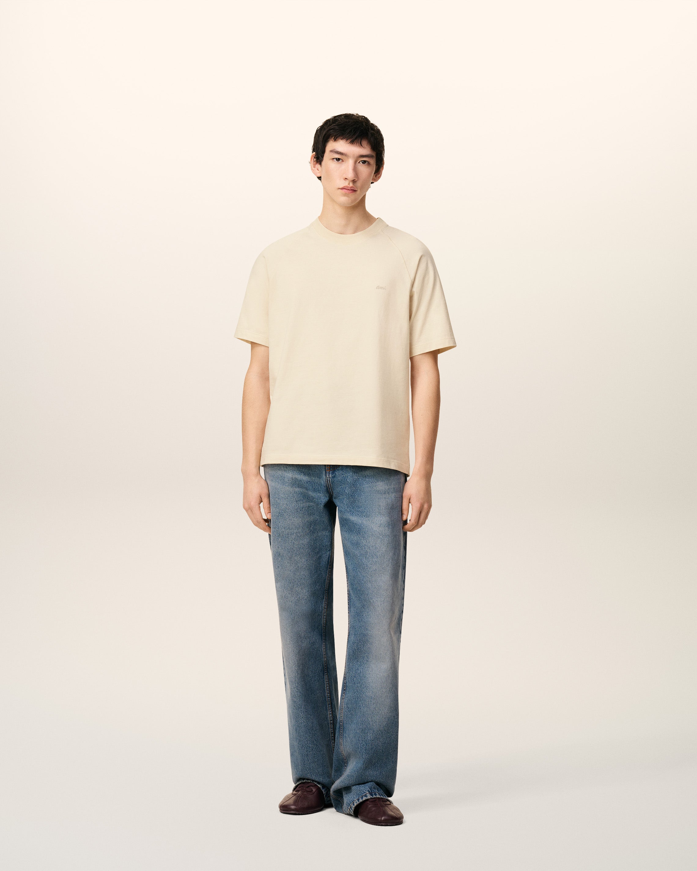 White Cotton Short Sleeves T-shirt IVORY