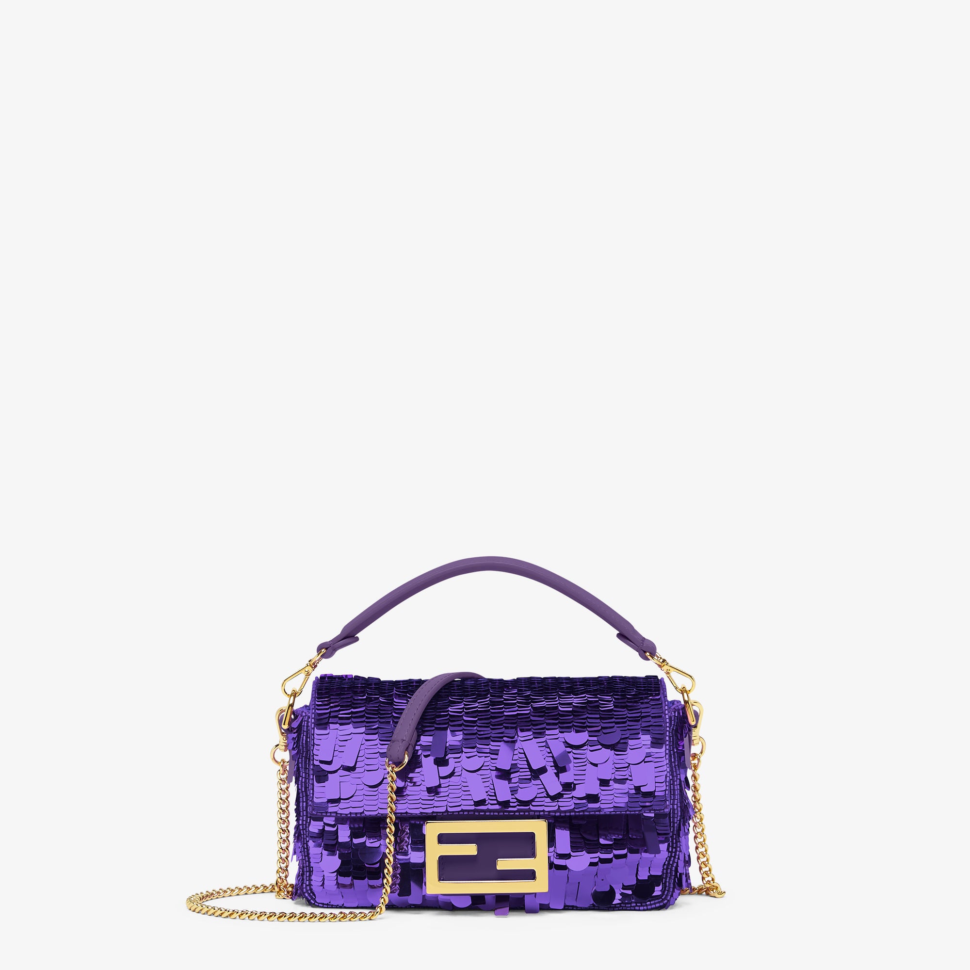 Baguette Mini Bag embroidered with purple sequins
