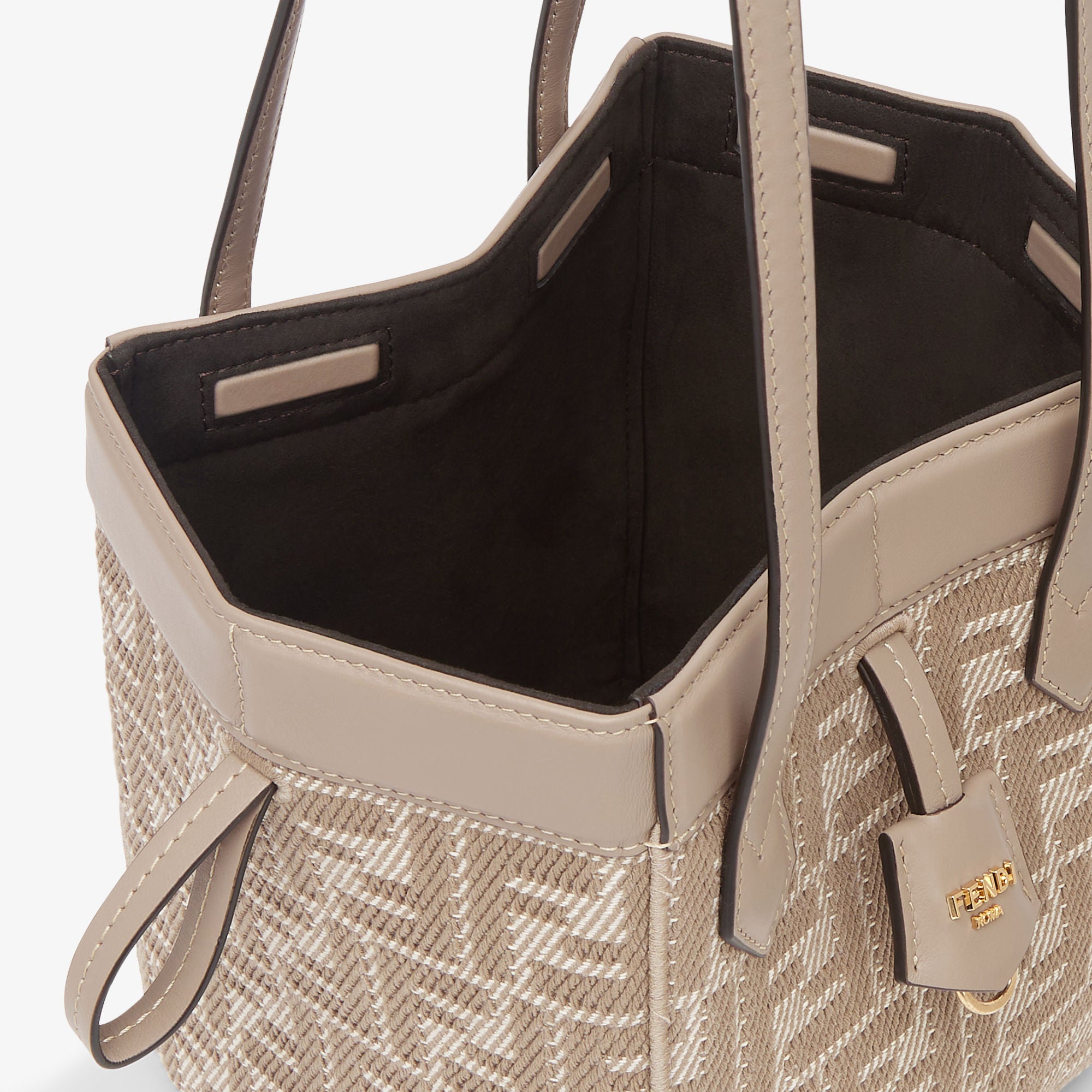 Fendi Origami Mini Dove gray denim-effect FF jacquard transformable mini-bag