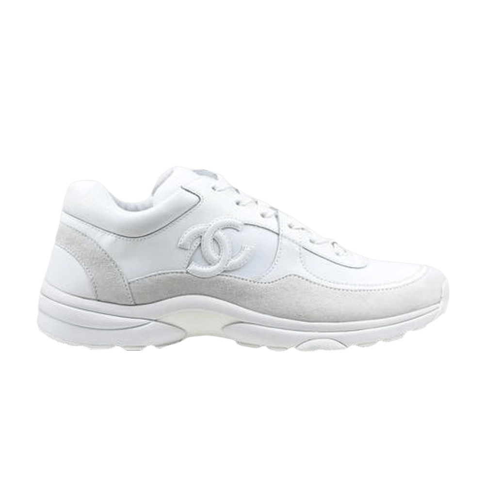 Chanel Low Top Trainer Reflective White Suede