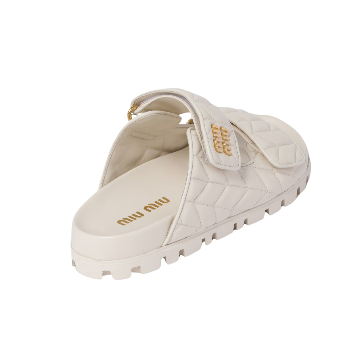 Miu Miu Sporty Matelassé Nappa Leather Slides