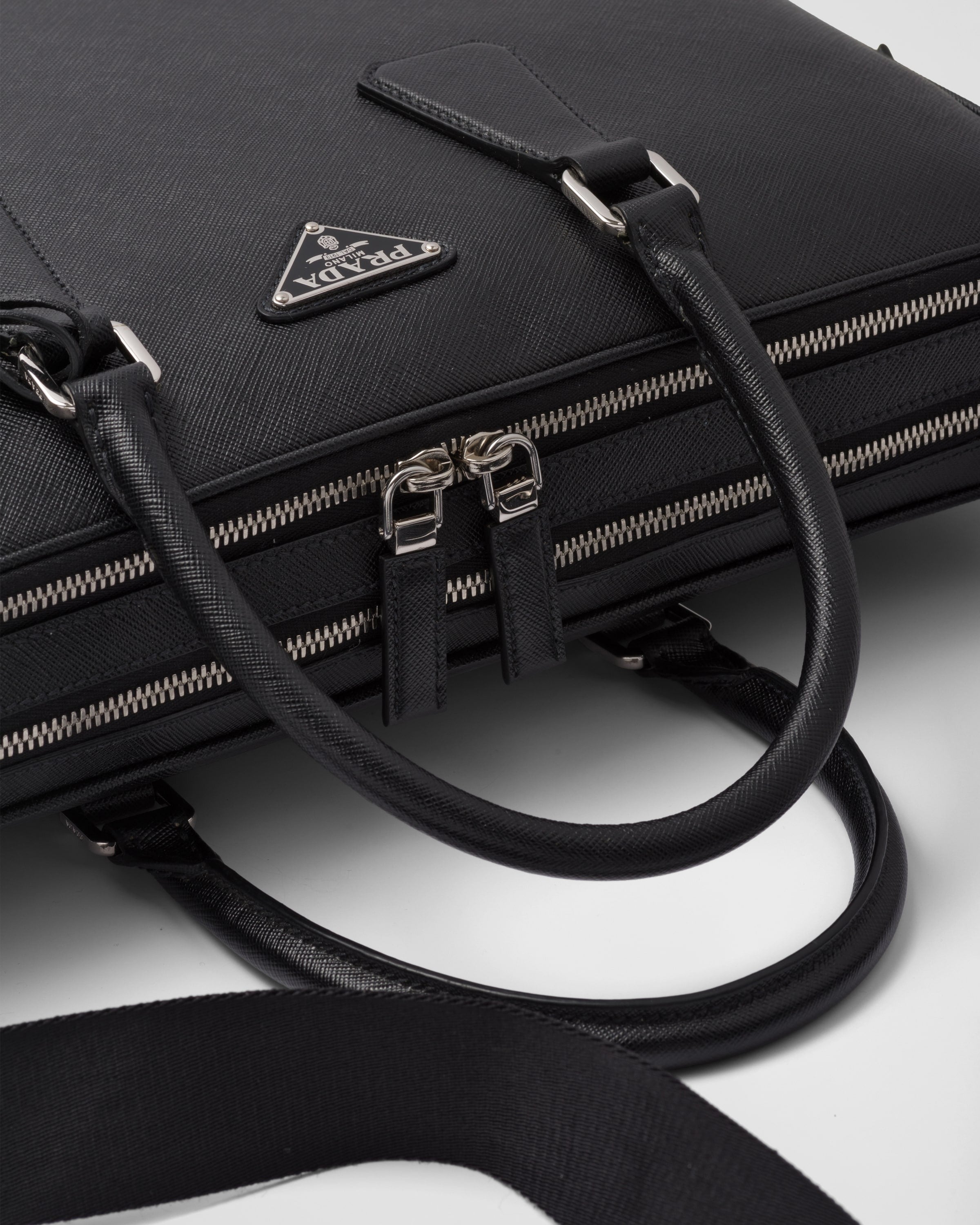 Saffiano leather briefcase Black