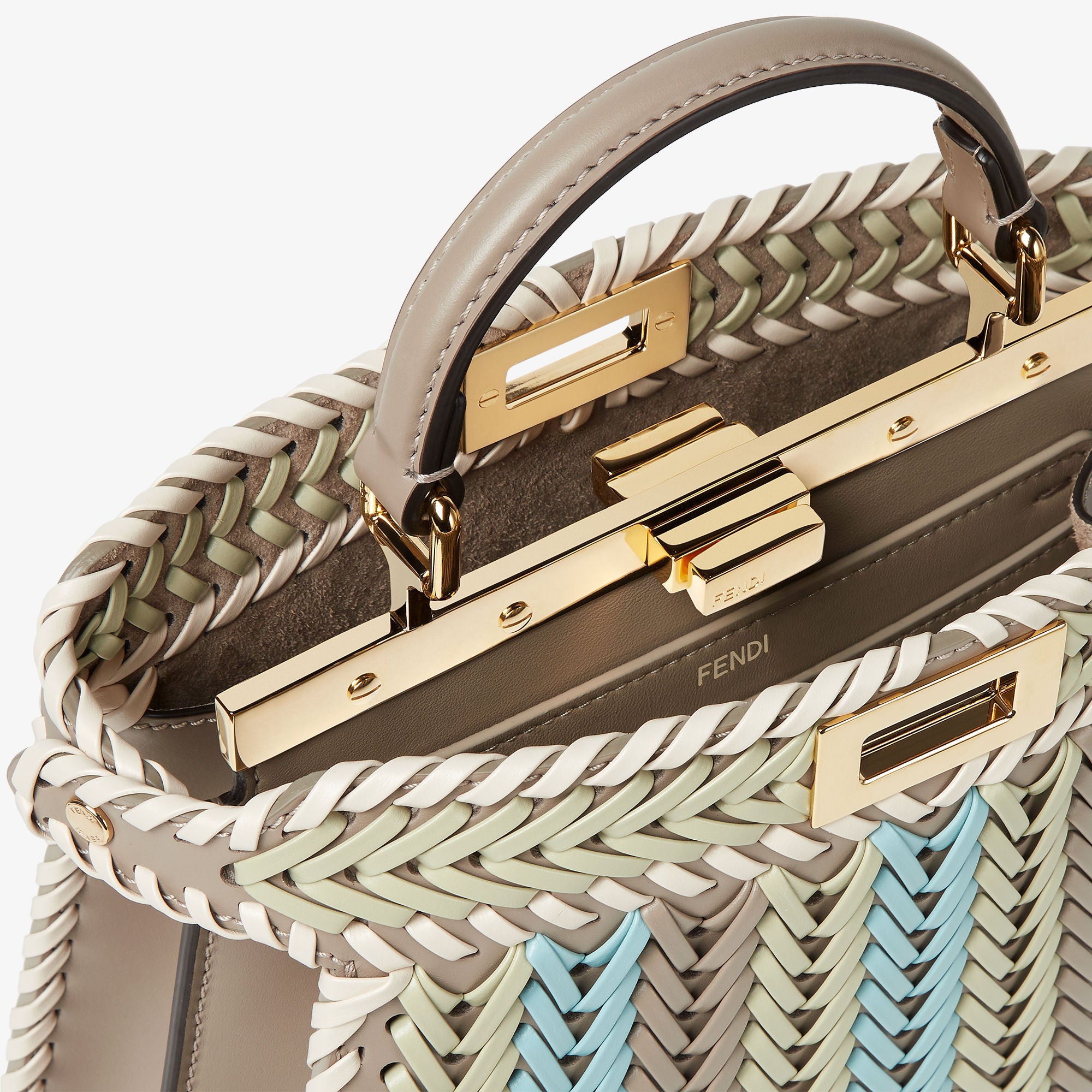 Peekaboo ISeeU Small Multicolor interlaced leather bag