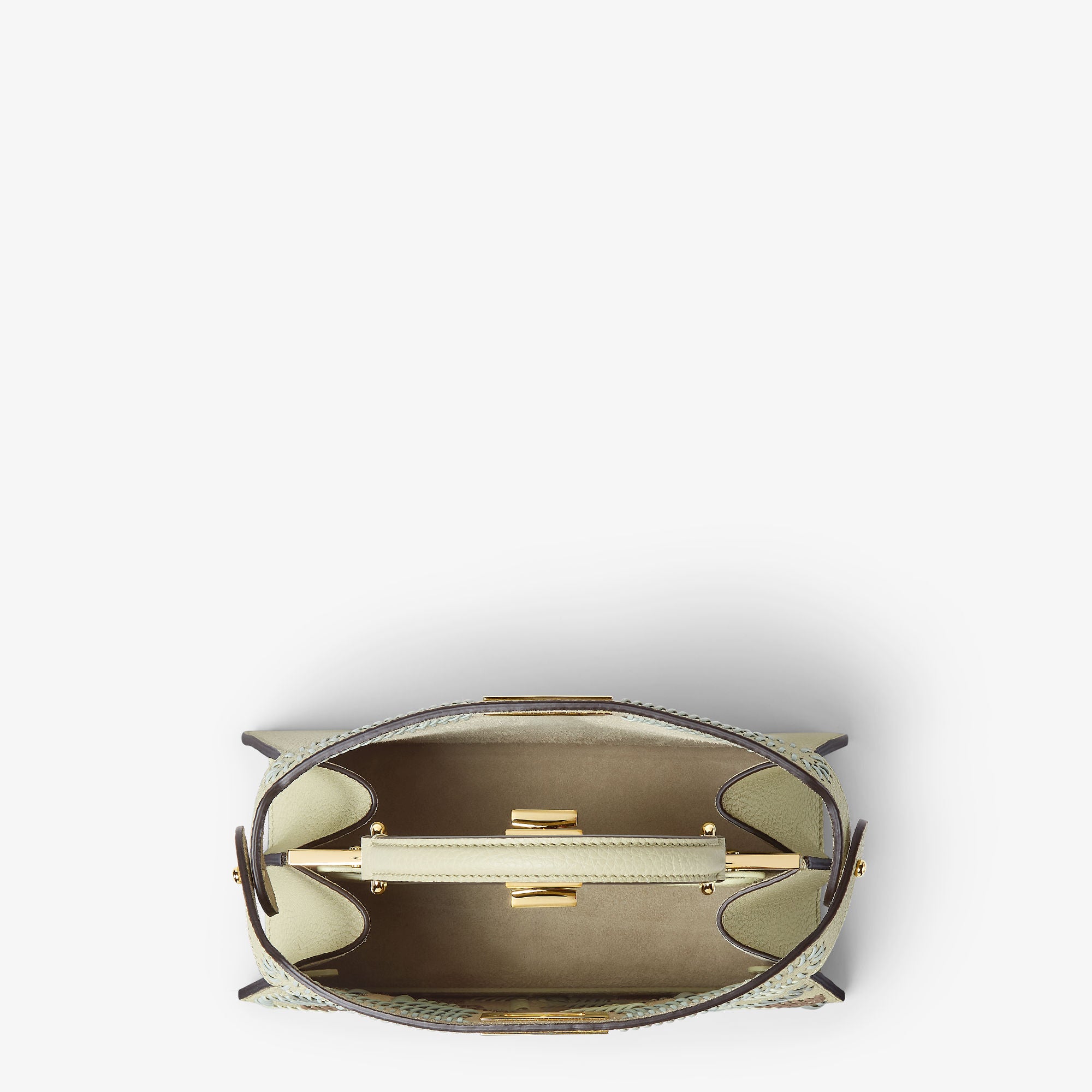 Peekaboo ISeeU Small Sage green leather bag with FF interlacing