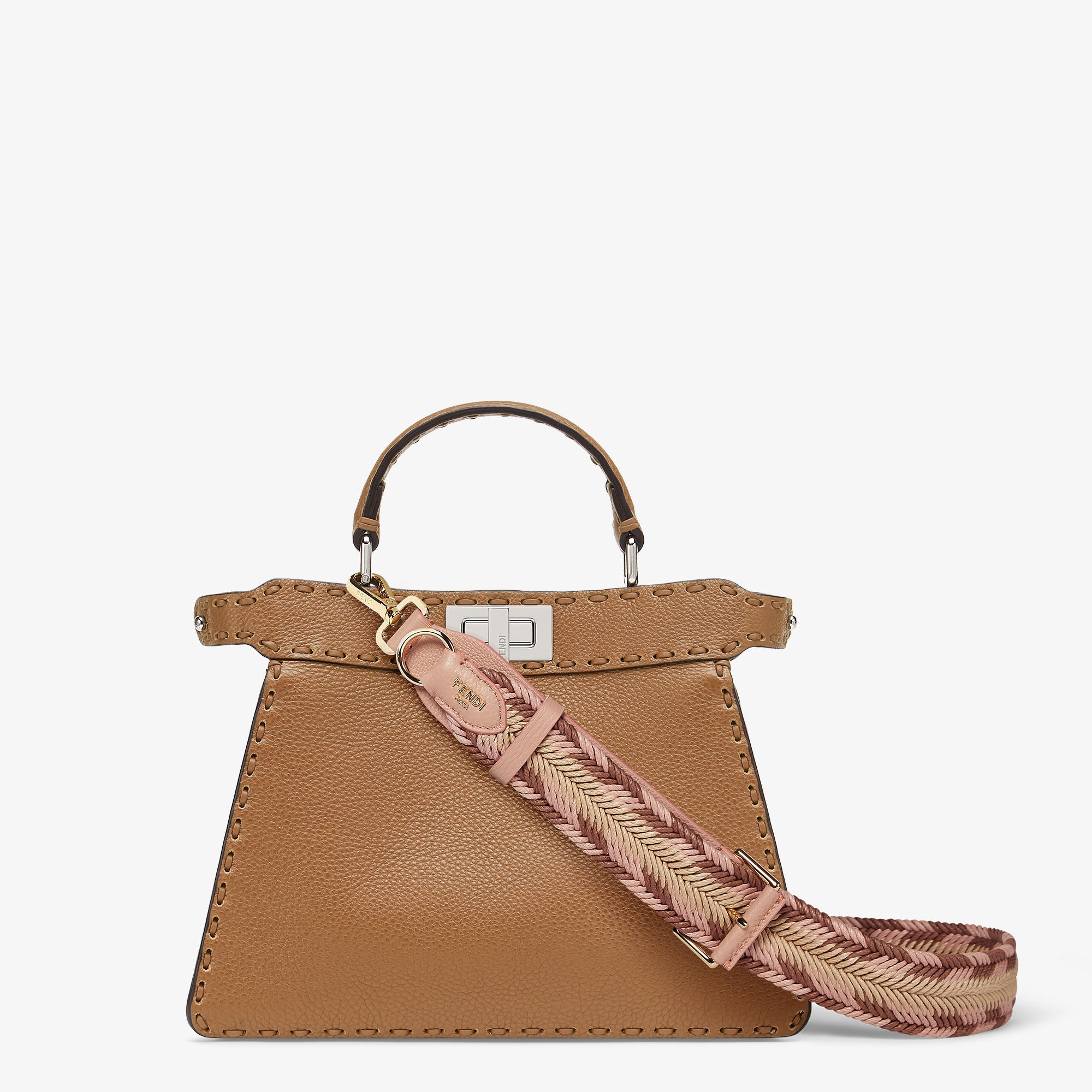 Peekaboo ISeeU Small Coffee-colored Selleria bag with 556 hand-sewn stitches