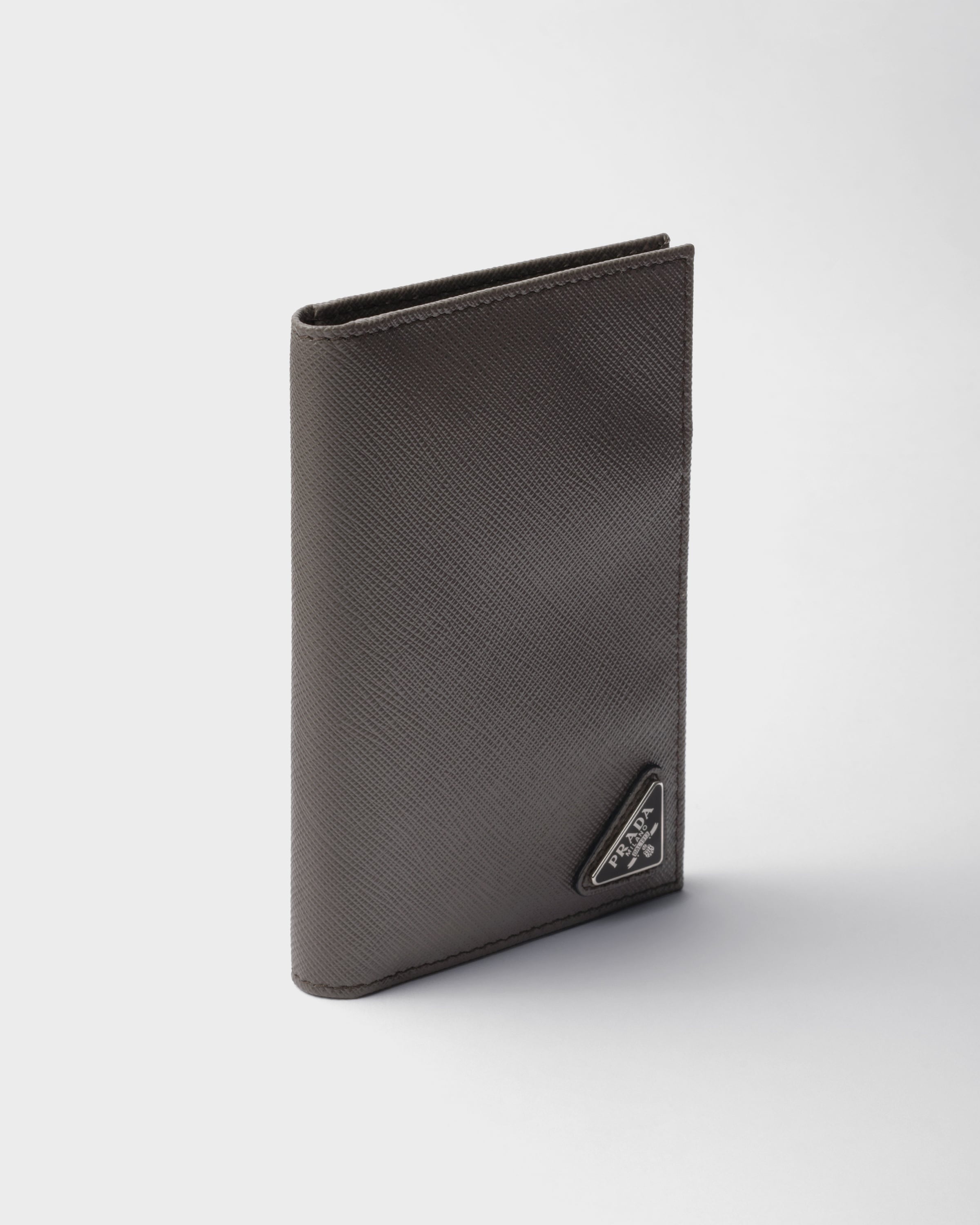 Saffiano leather passport holder Smoky Gray