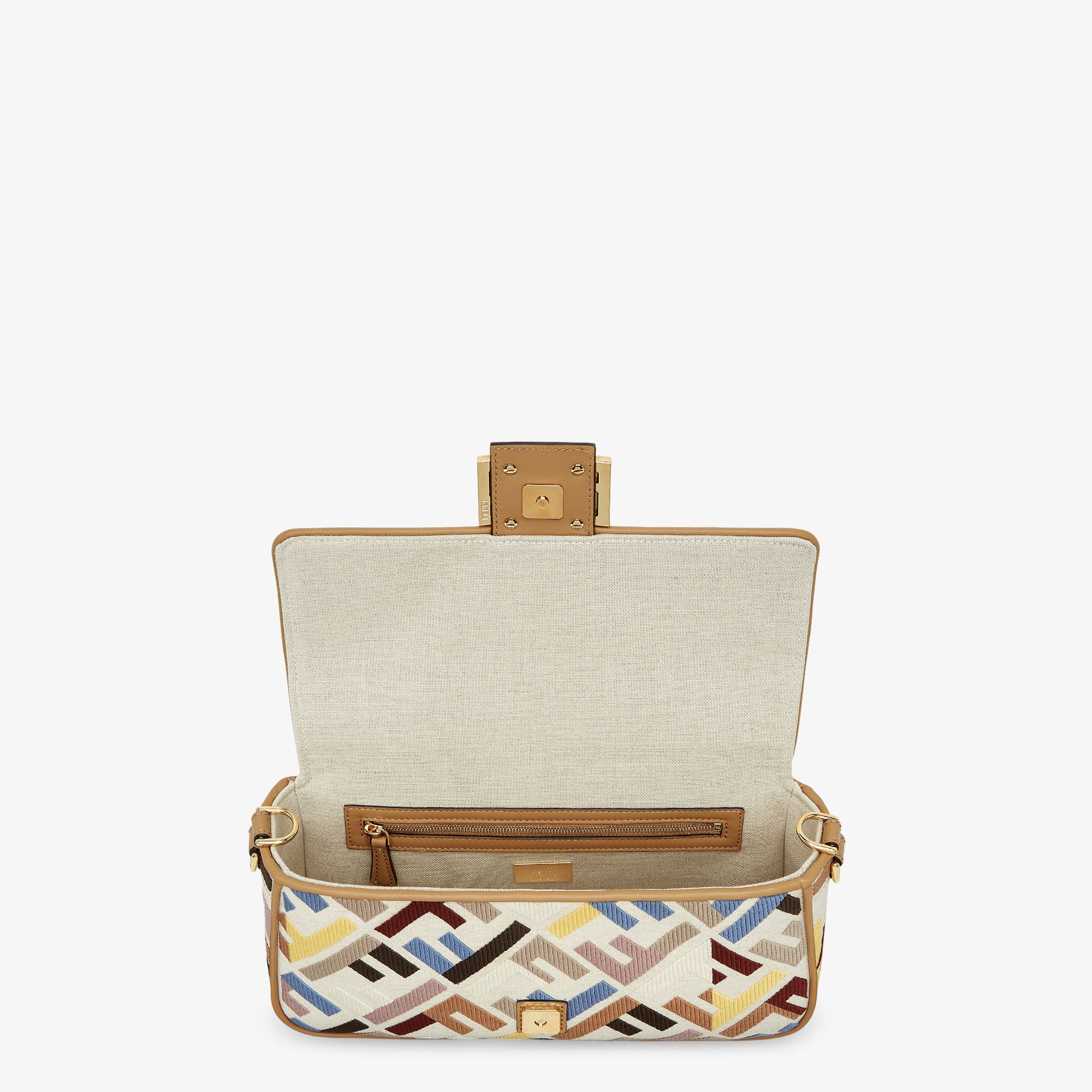 Baguette Multicolor canvas bag with FF embroidery