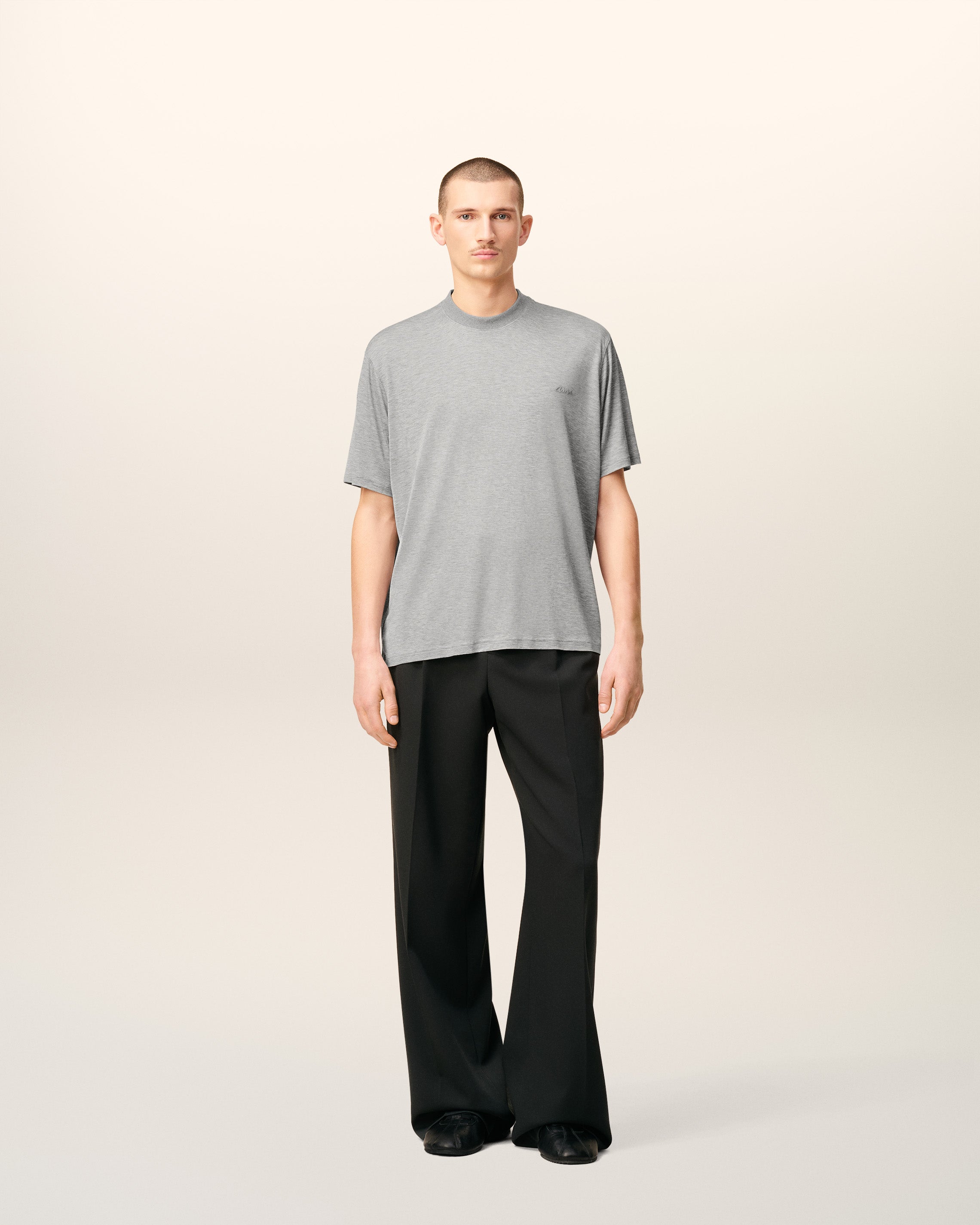Grey Cotton Short Sleeves T-shirt HEATHER GREY