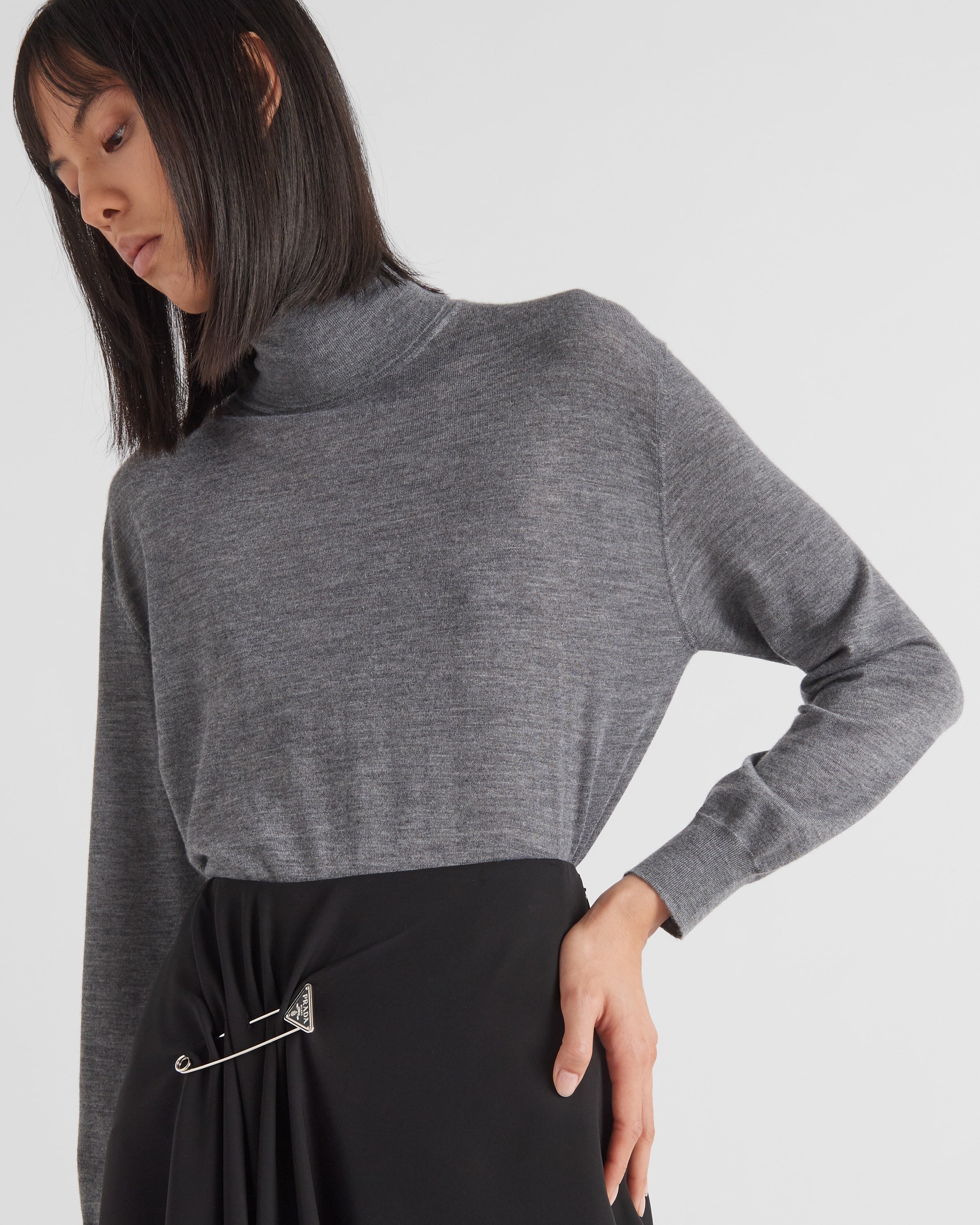 Cashmere and wool turtleneck sweater Slate Gray