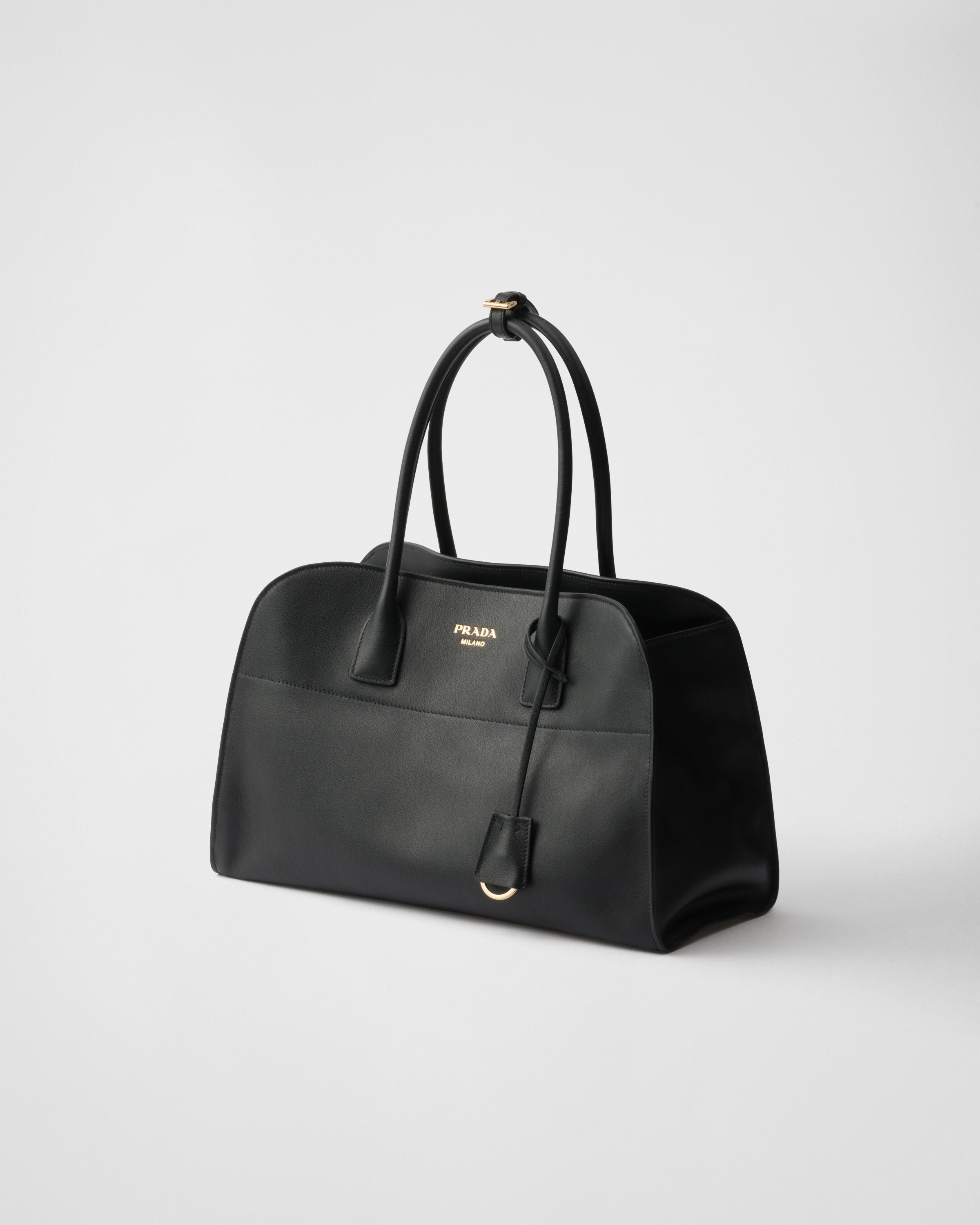 Large leather tote bag Black
