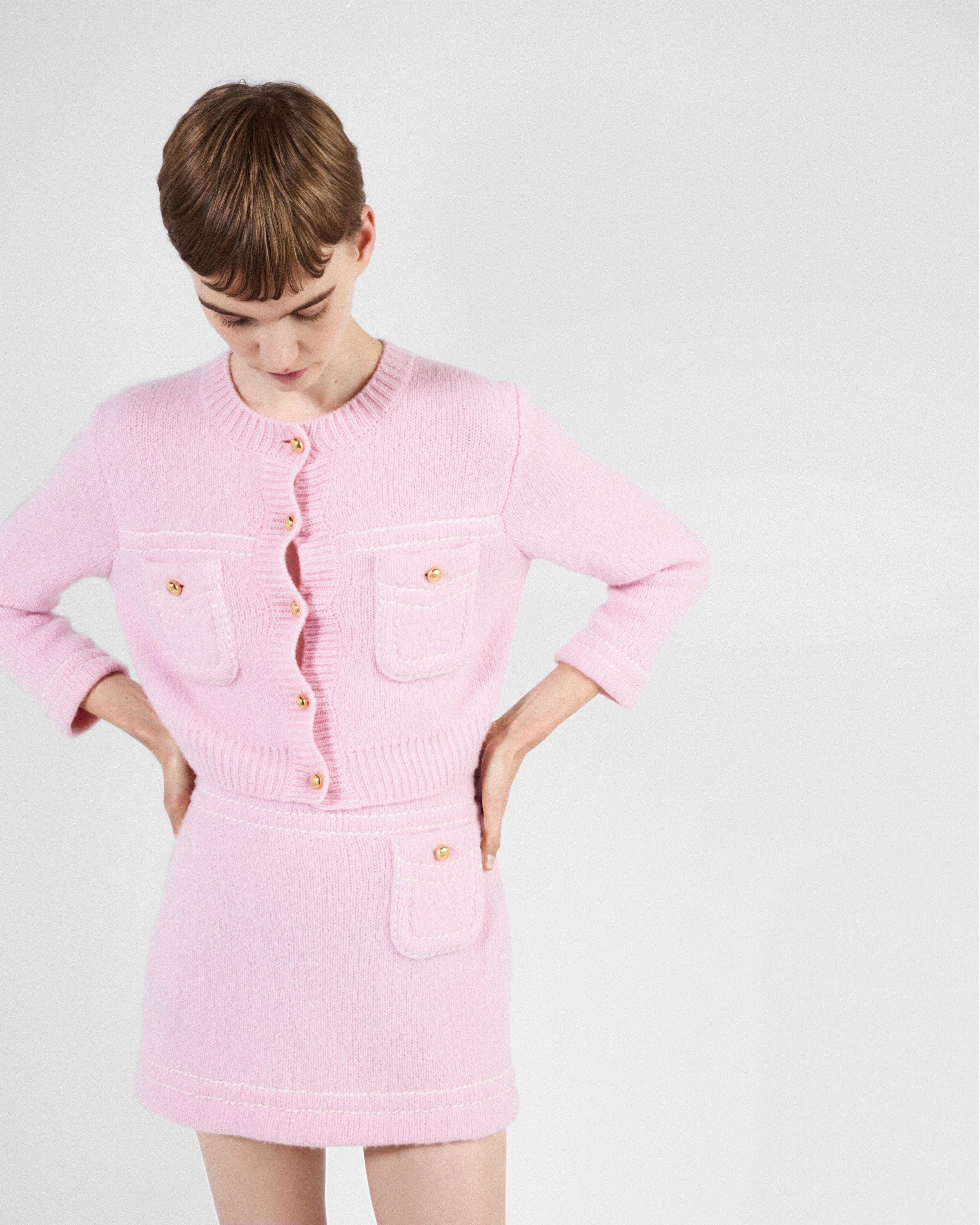 Cashmere miniskirt Pink