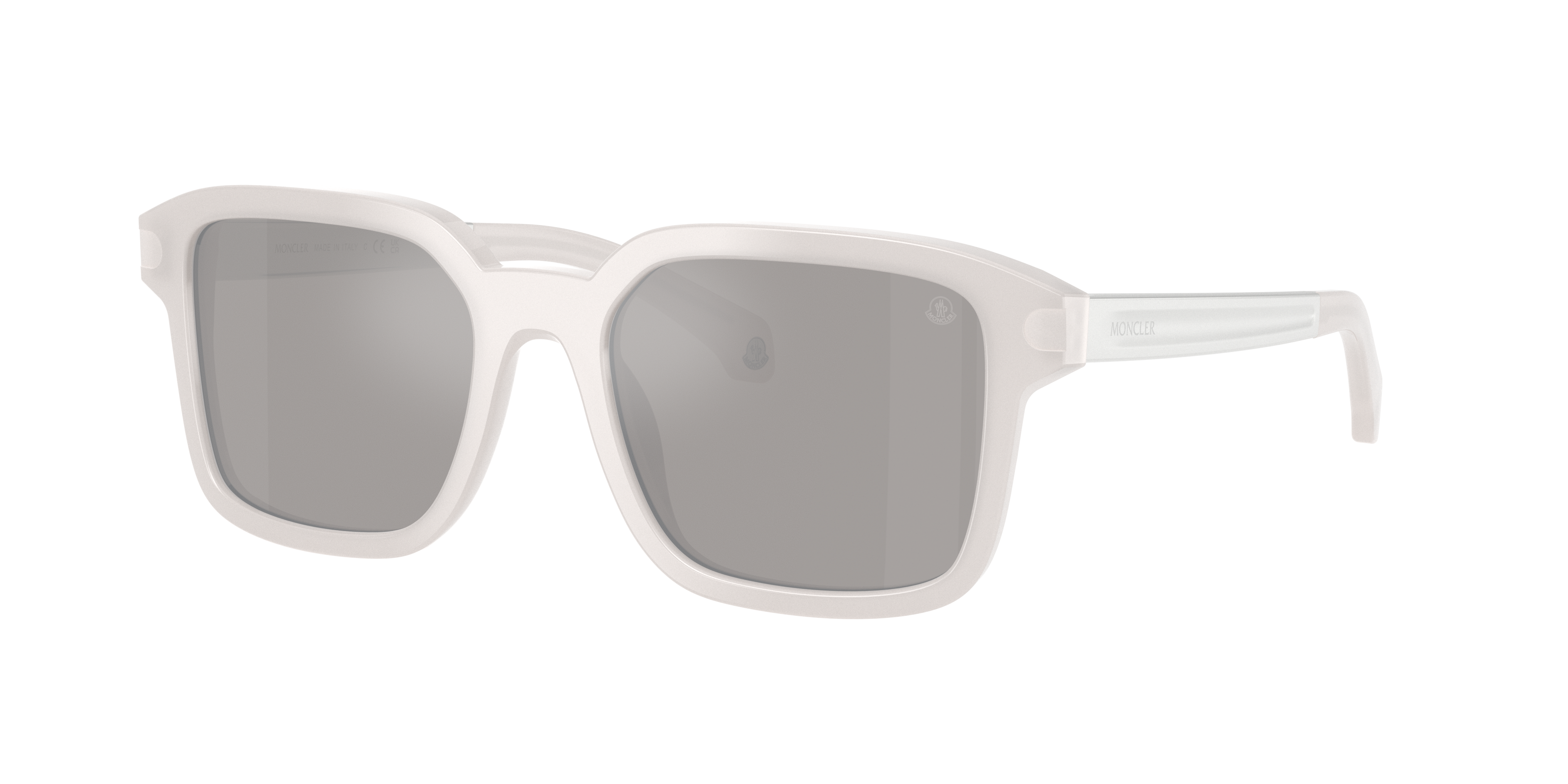 MONCLER ME6006 Quaderna Grey Ice - Unisex Sunglasses, Light Grey Mirror Silver Lens