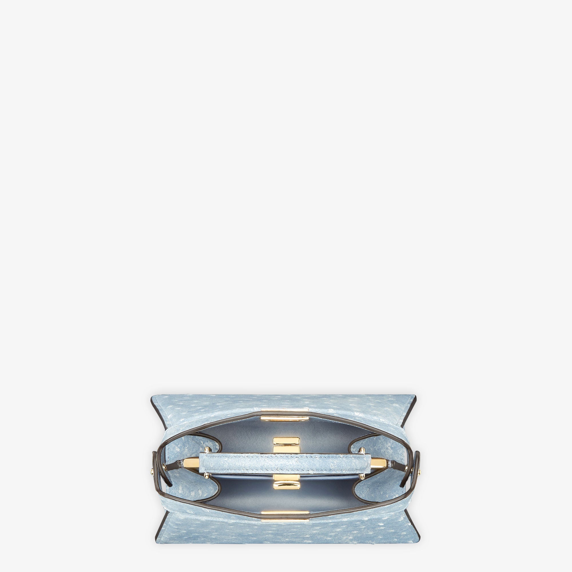 Peekaboo ISeeU Petite Denim-effect blue ostrich leather bag