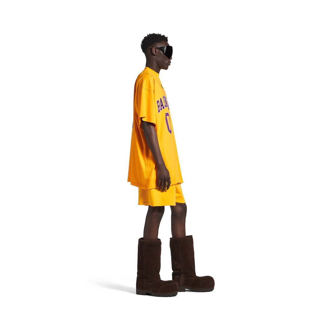 Men's Basketball Oversized T-shirt in Deep Purple/Yellow
