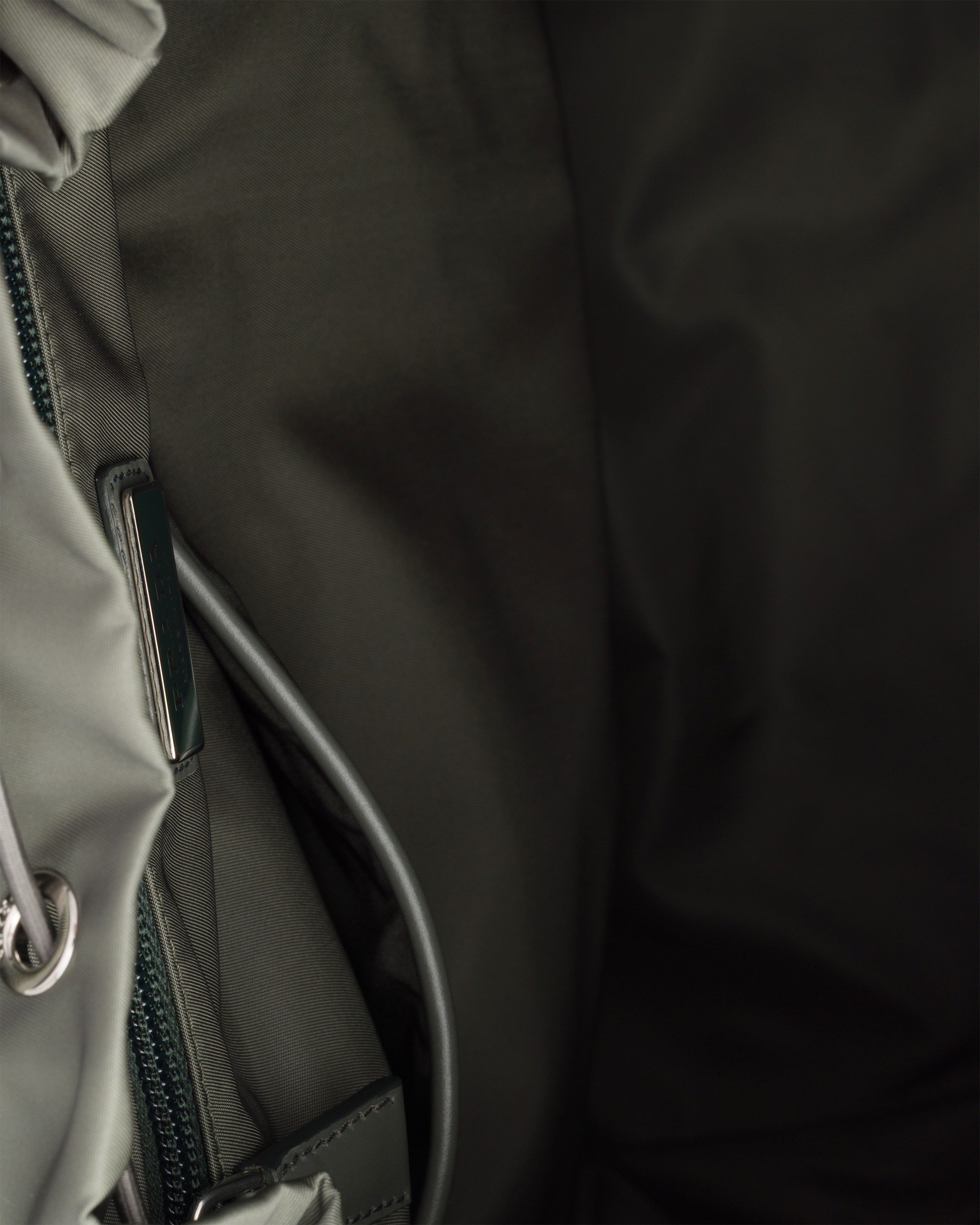 Re-Nylon and leather backpack Forest Green