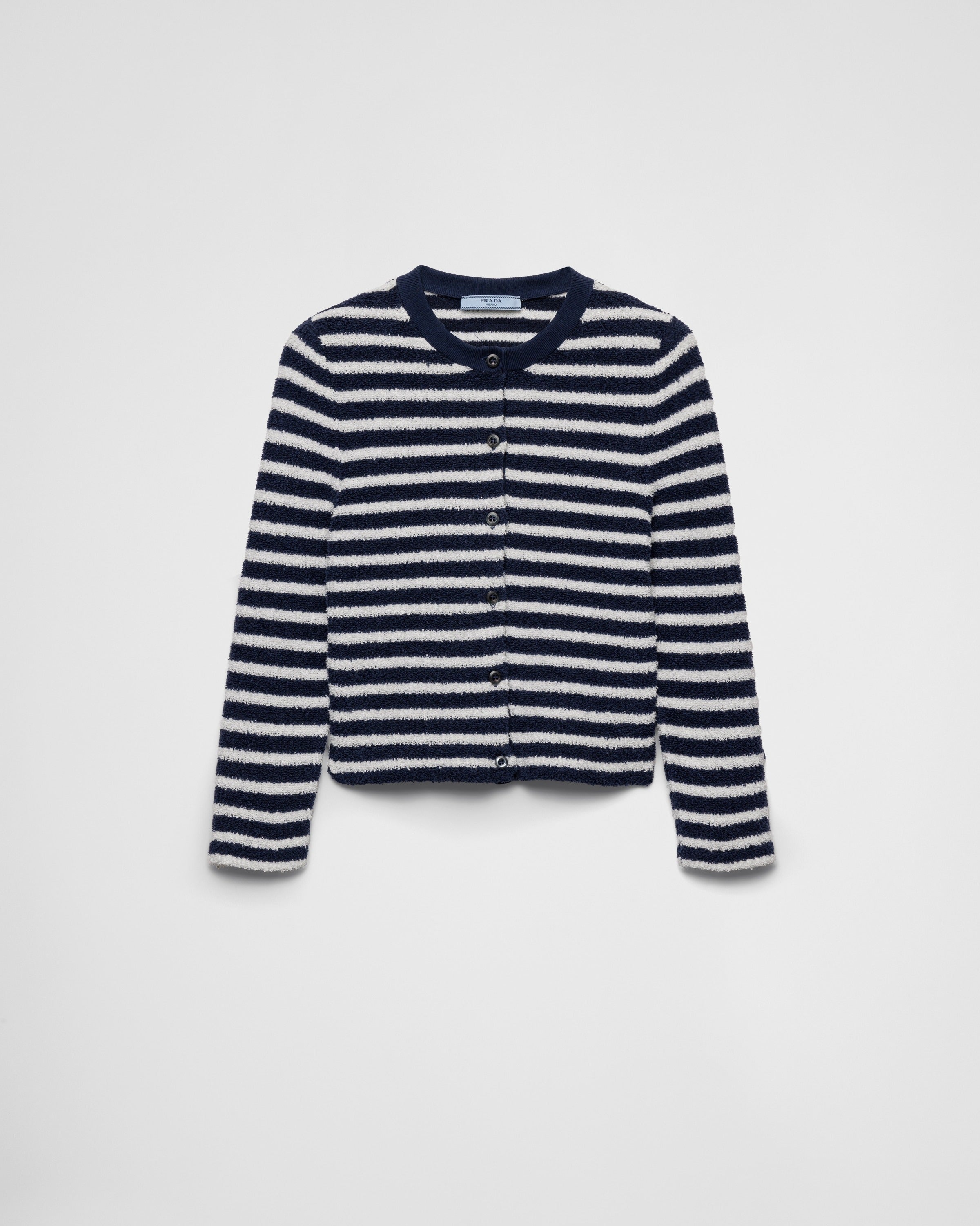 Cotton bouclé cardigan Navy Blue/Natural