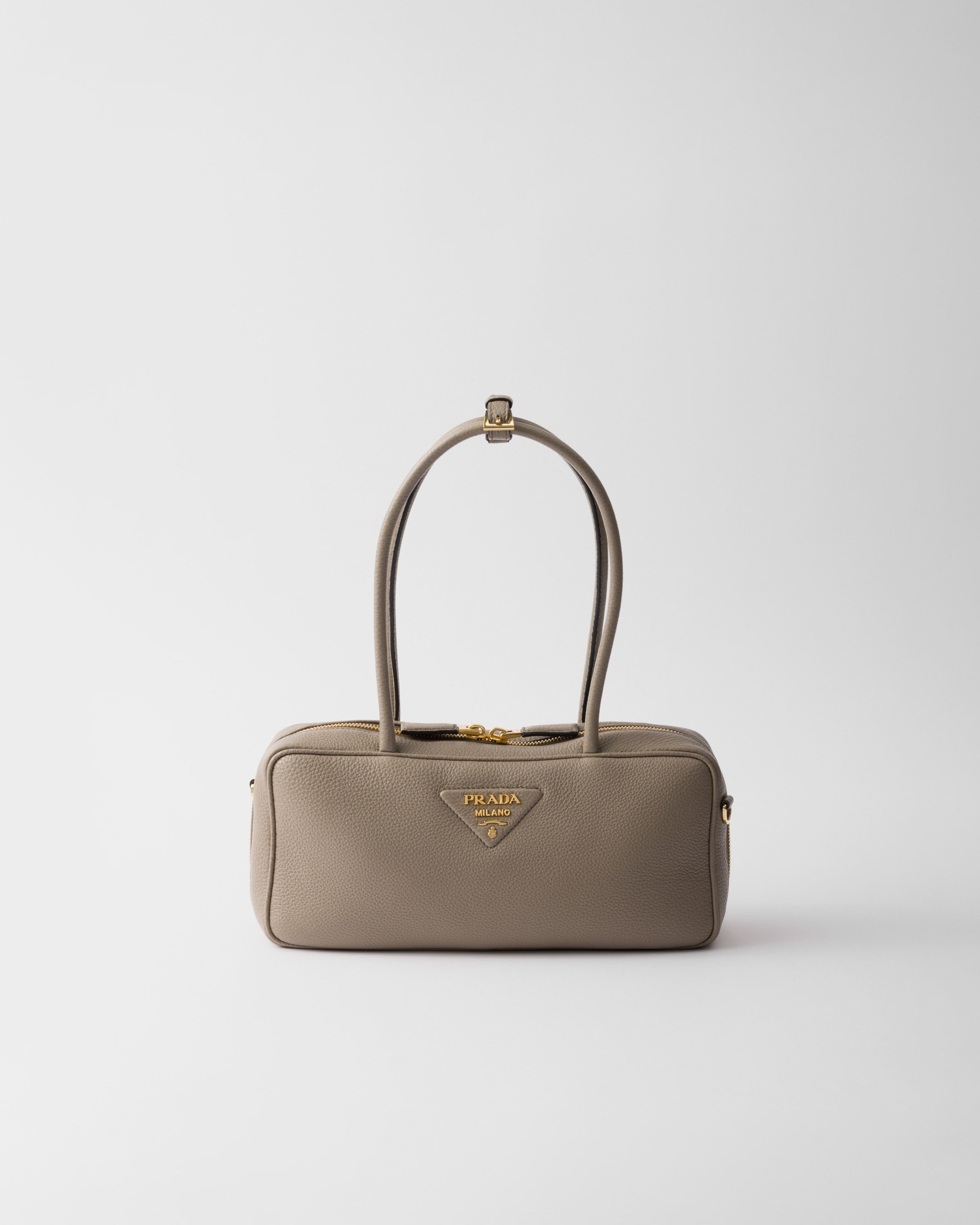 Medium leather top-handle bag Clay Grey