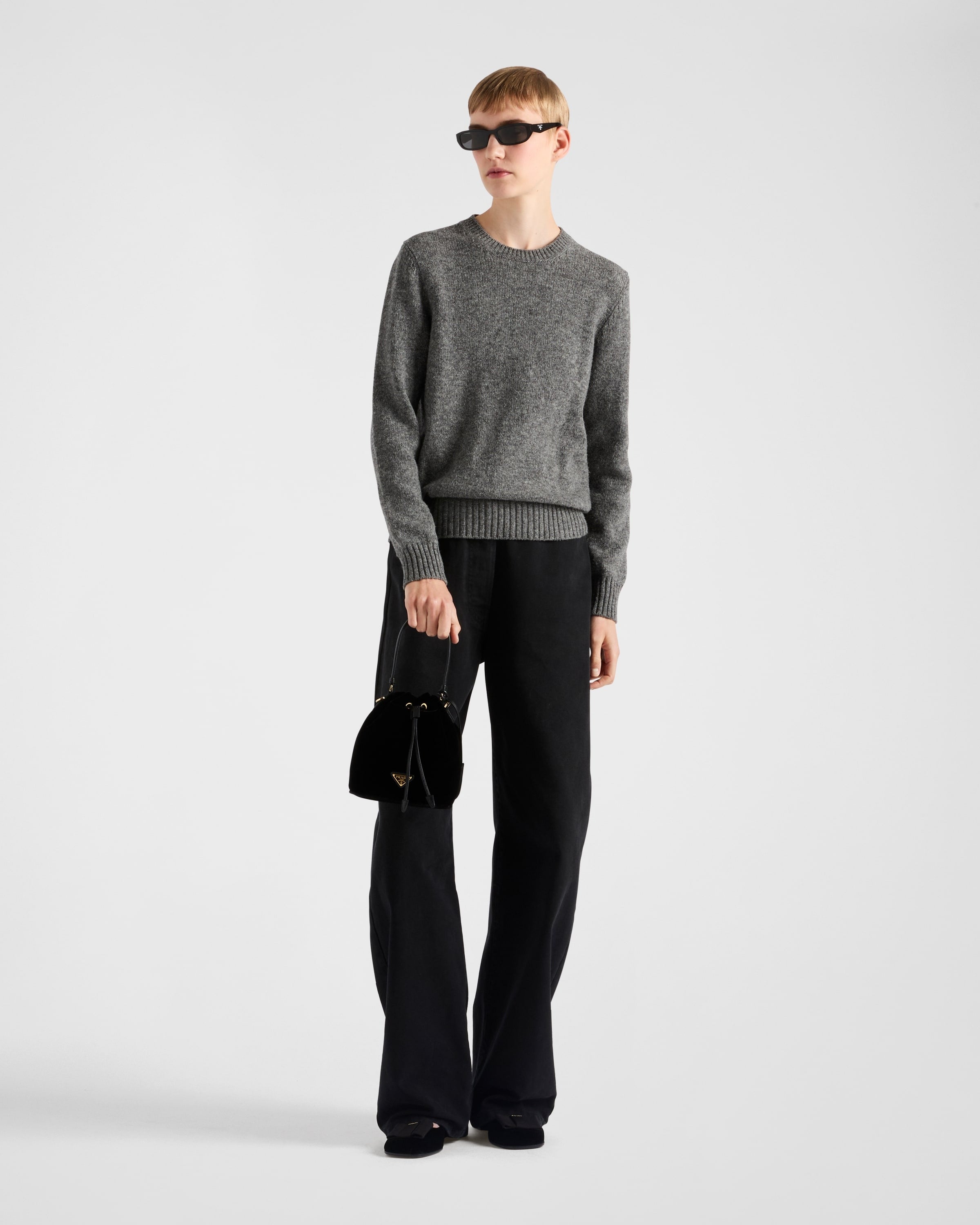 Wool and cashmere crew-neck sweater Grey