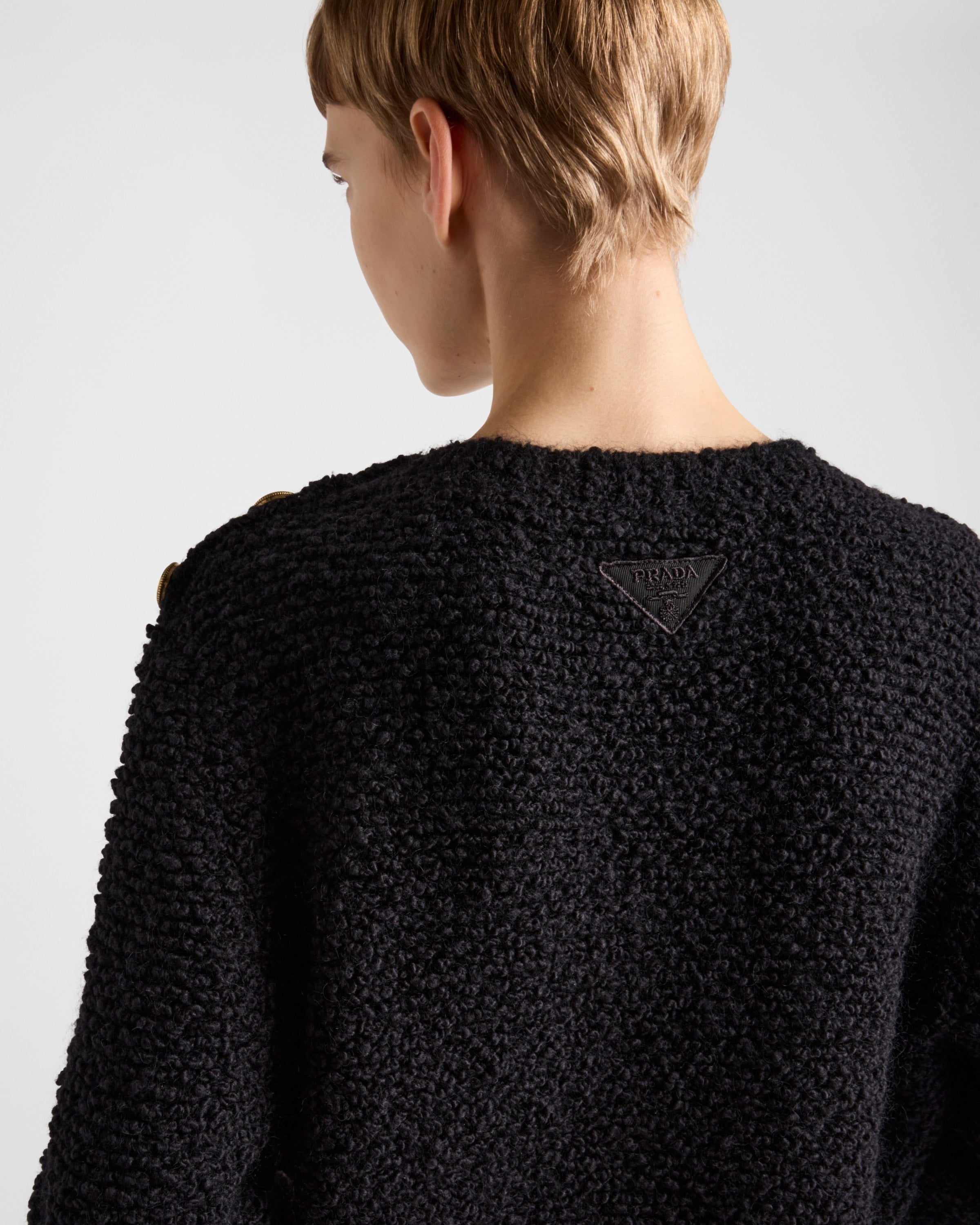 Bouclé mohair crew-neck sweater Black