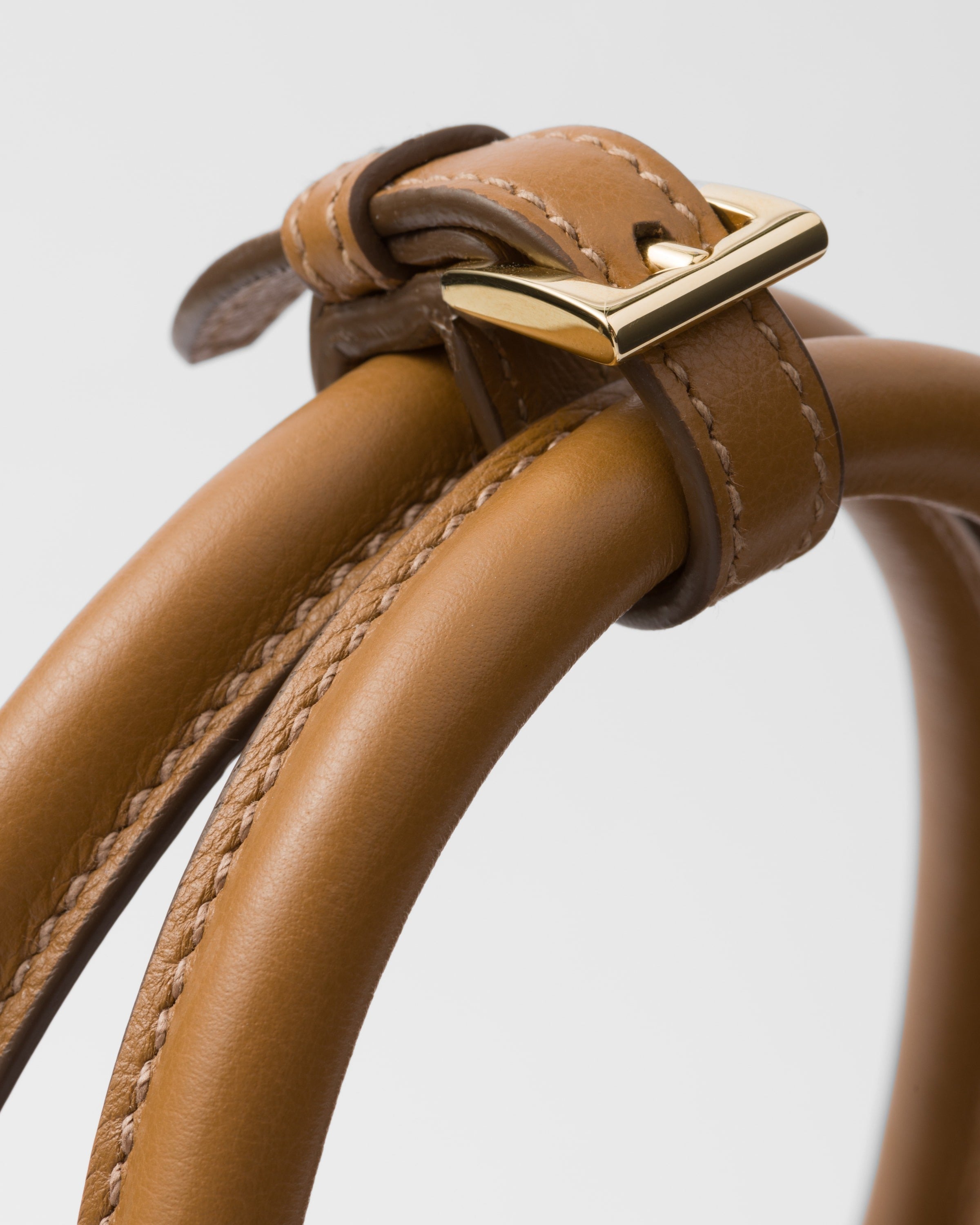 Prada Buckle large leather handbag with belt Caramel