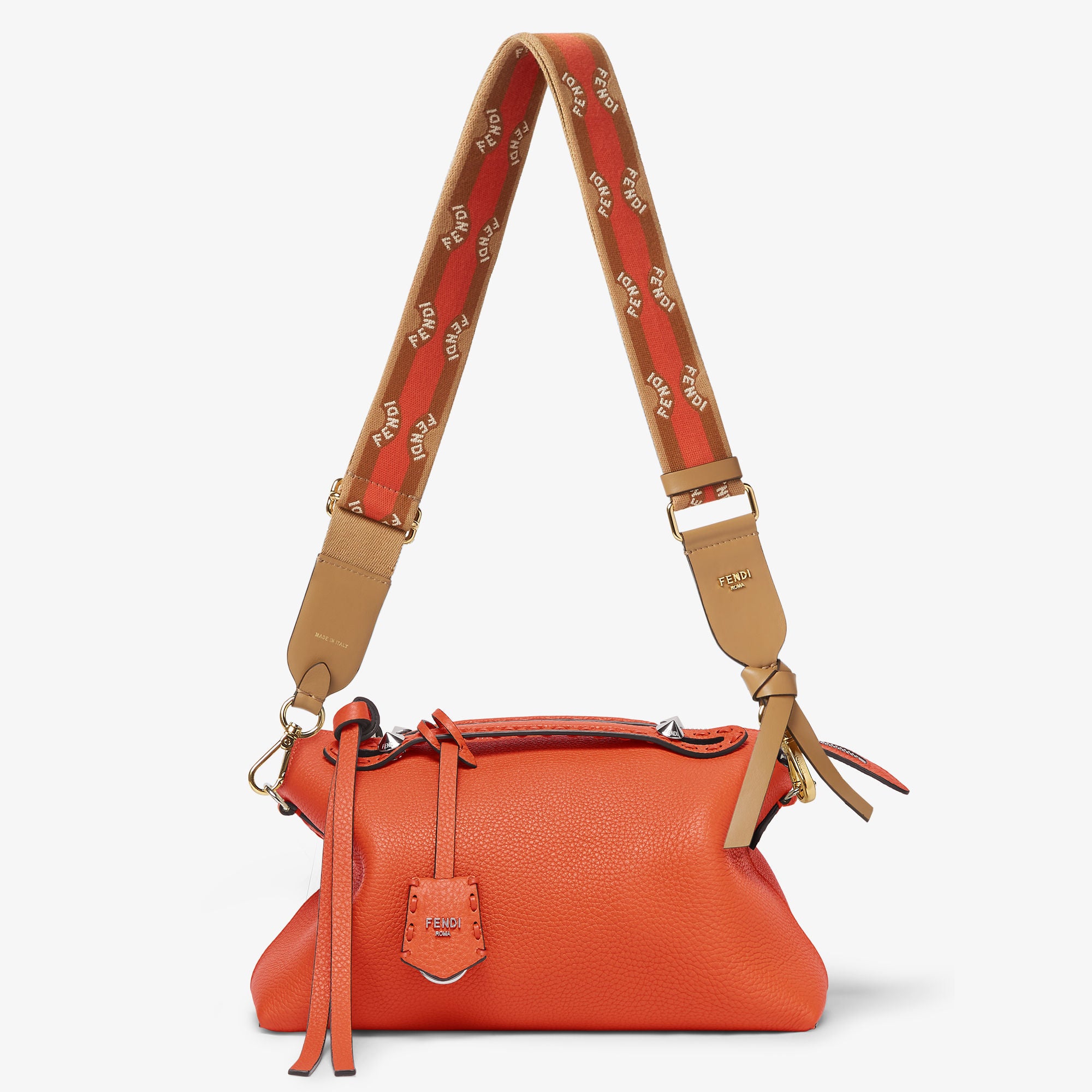 By The Way Selleria Medium Orange Selleria bag with 192 hand-sewn topstitches