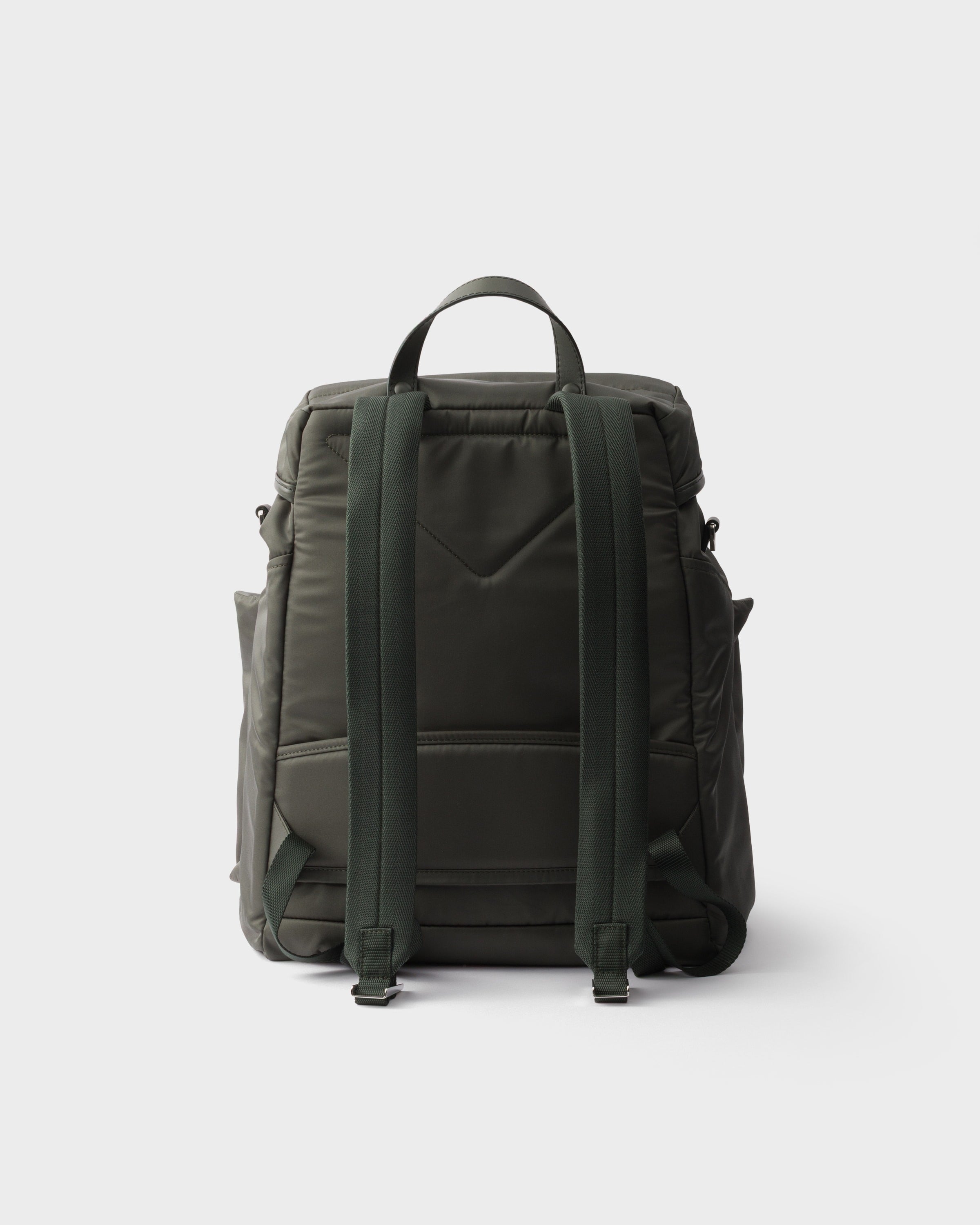Re-Nylon and leather backpack Forest Green