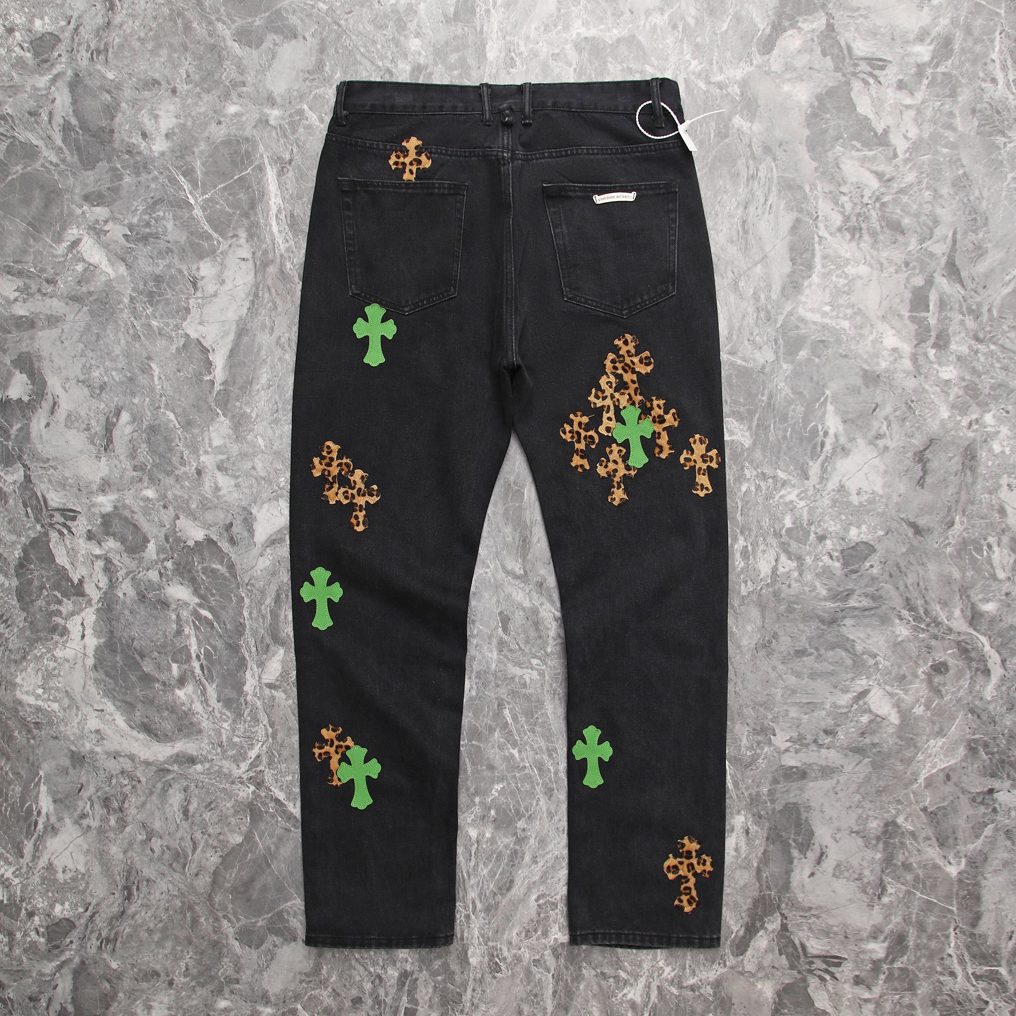 Chrome Hearts Horse Fur Leather Patchwork Jeans