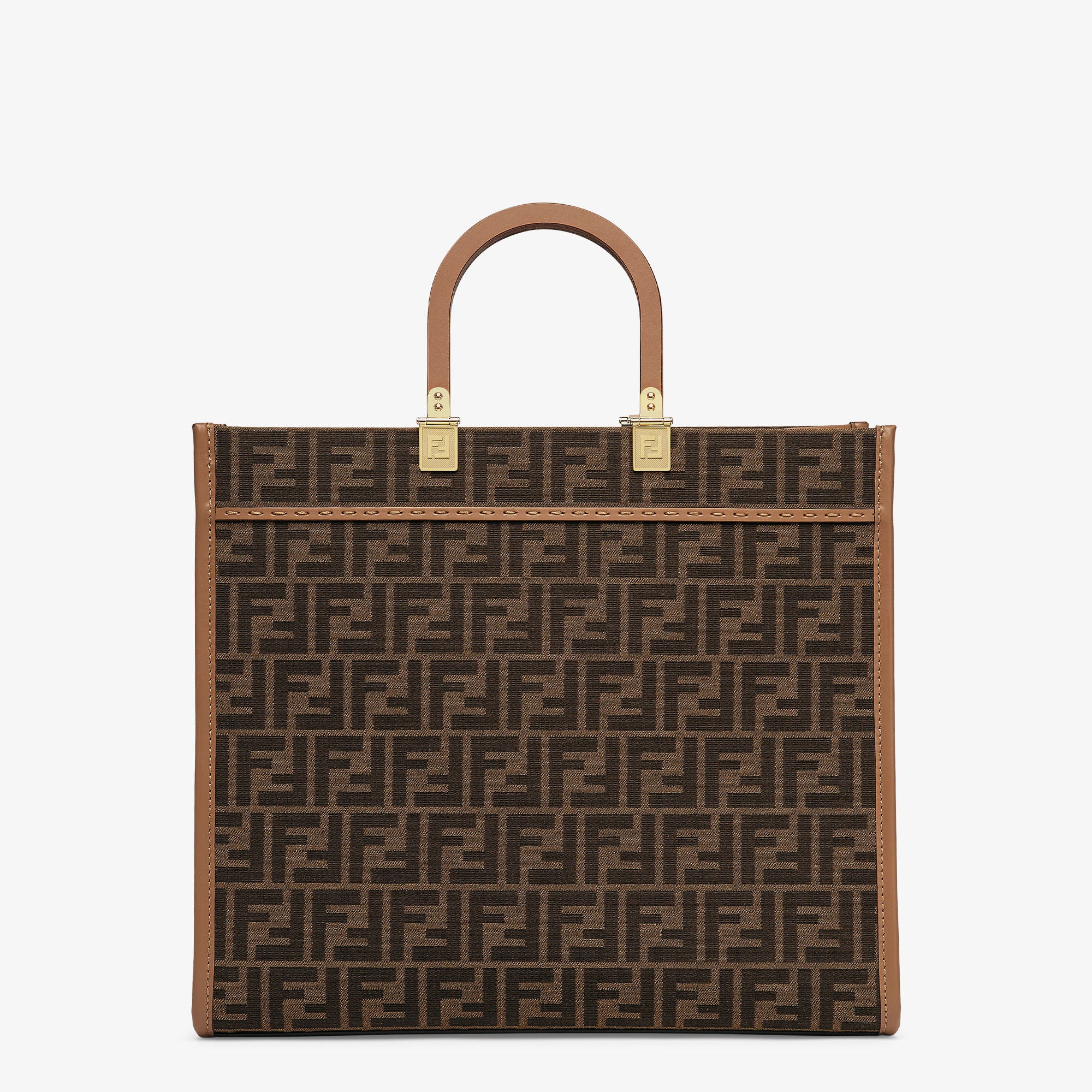Fendi Sunshine Medium Brown FF jacquard fabric shopper