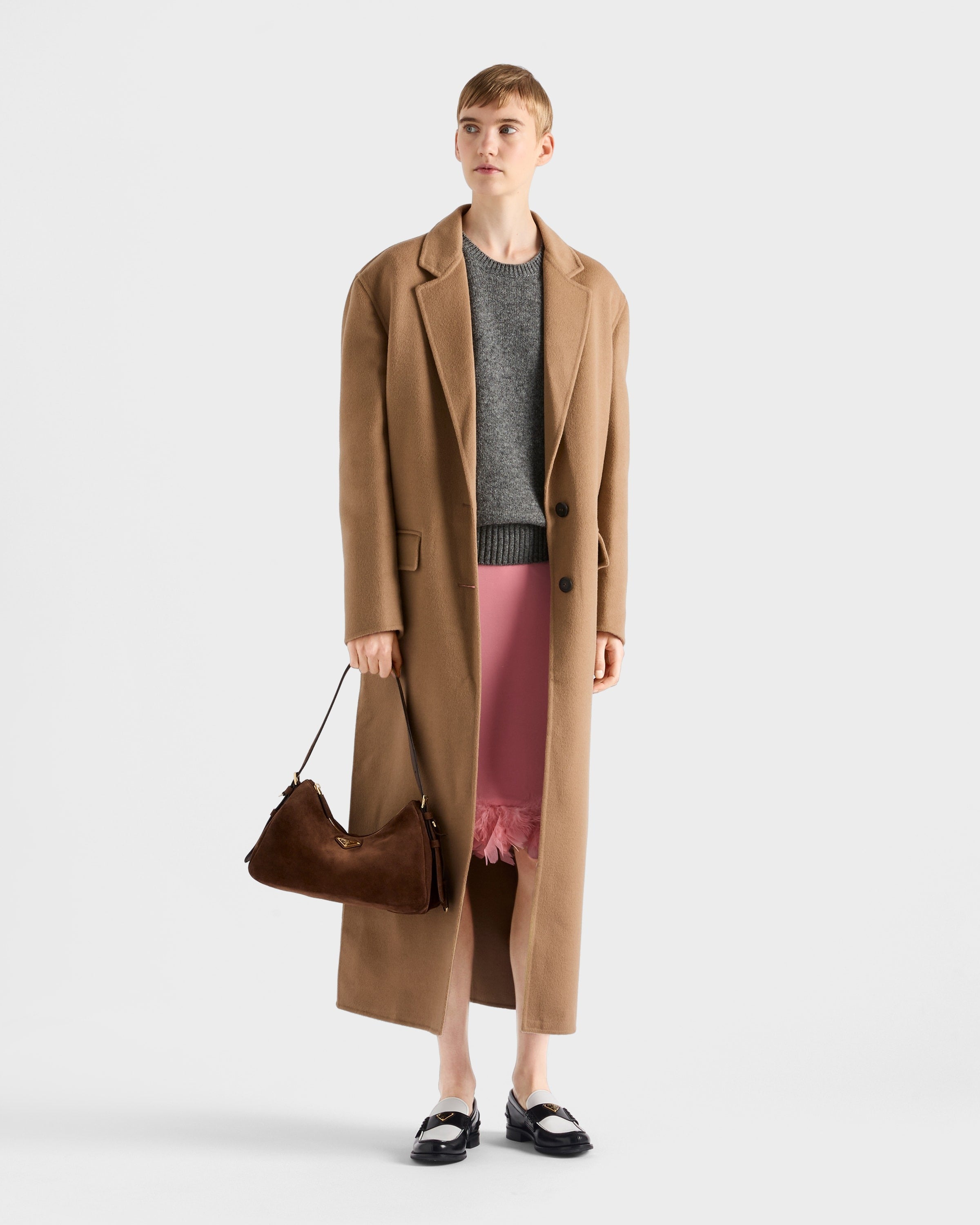 Prada Aimée medium suede shoulder bag Cocoa Brown