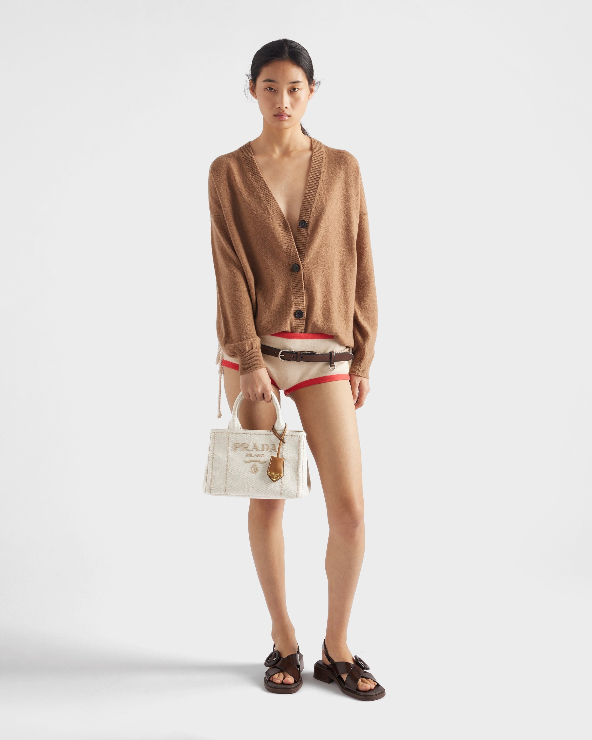 Prada Jardinière small linen blend handbag Natural