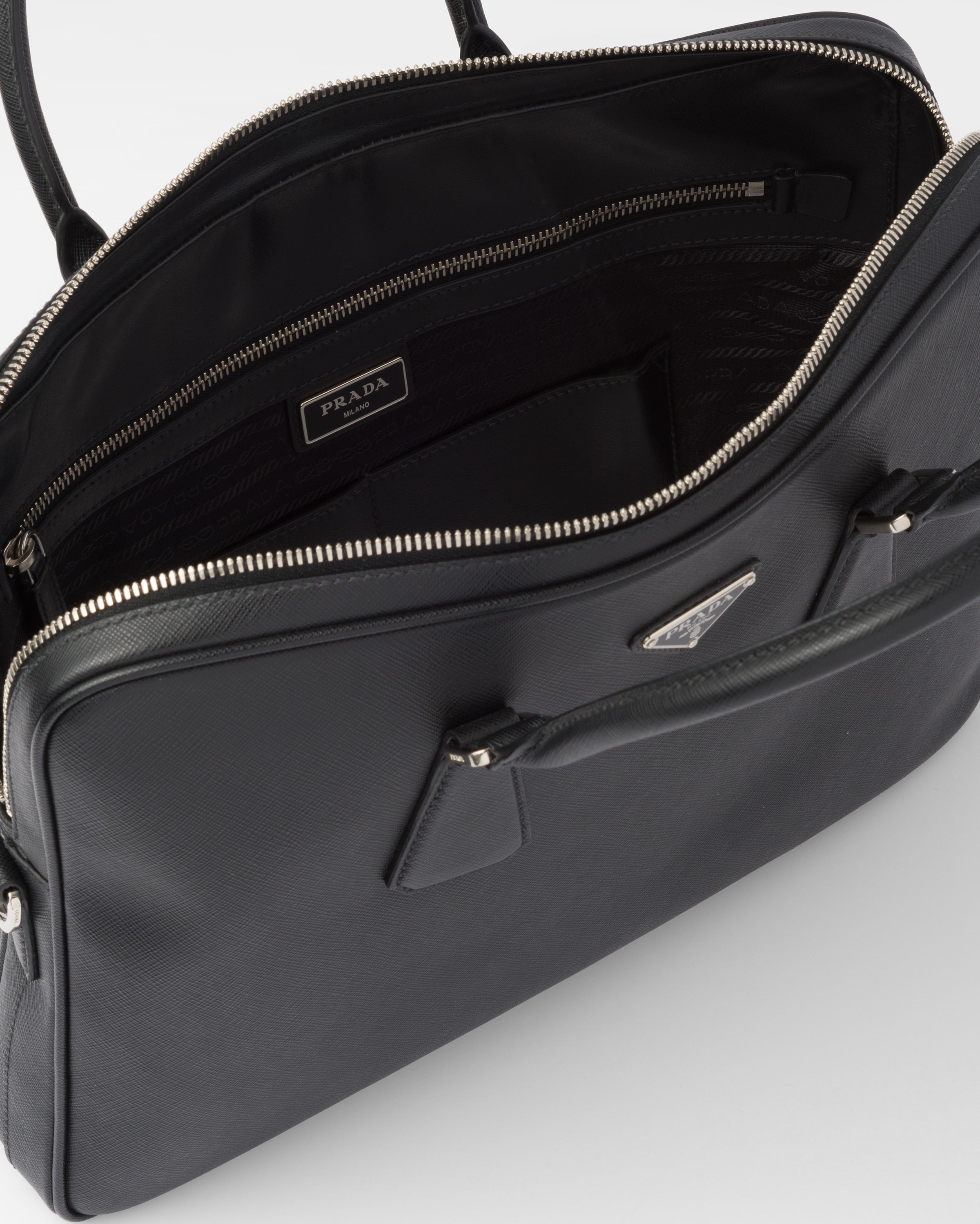 Saffiano Leather Work Bag Black