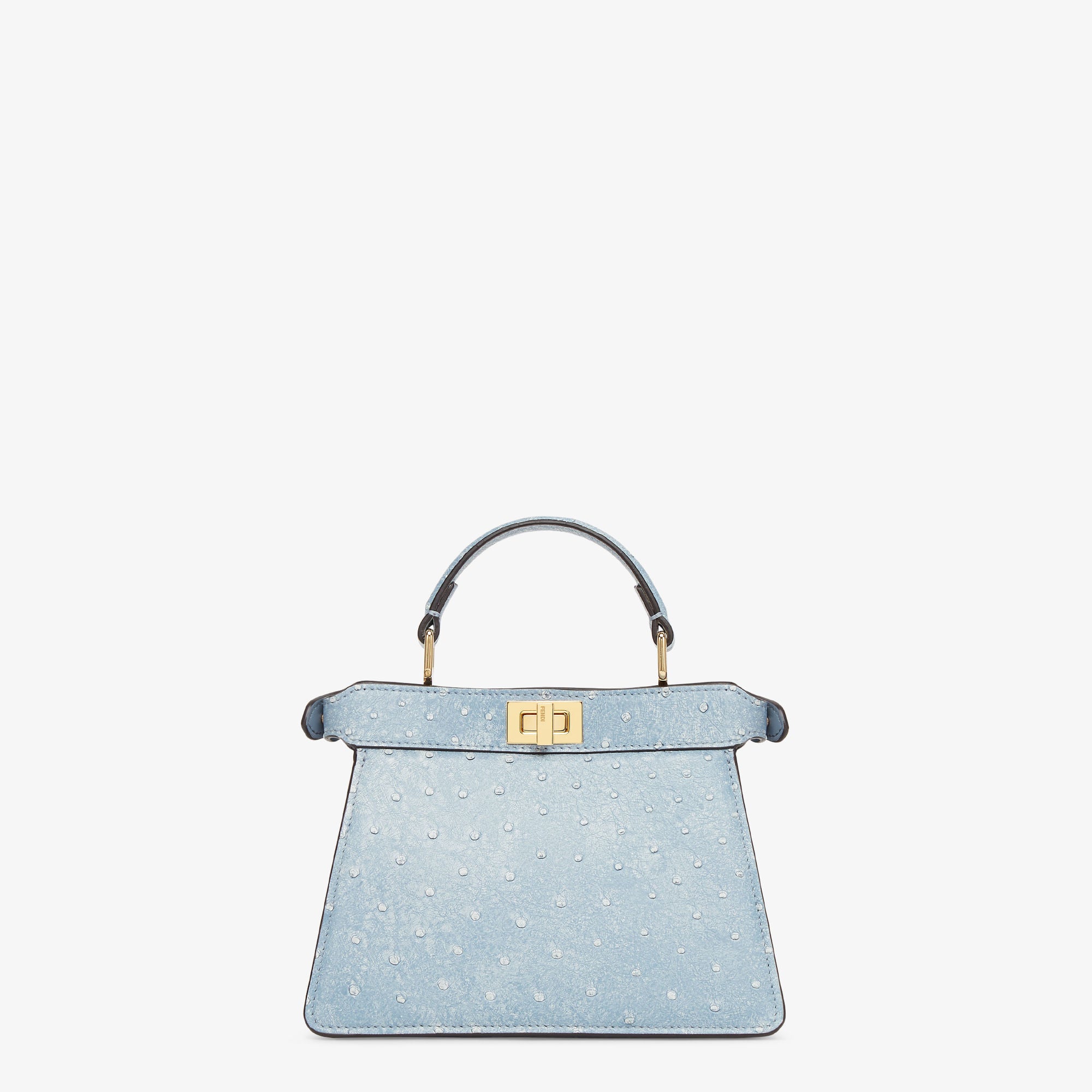 Peekaboo ISeeU Petite Denim-effect blue ostrich leather bag