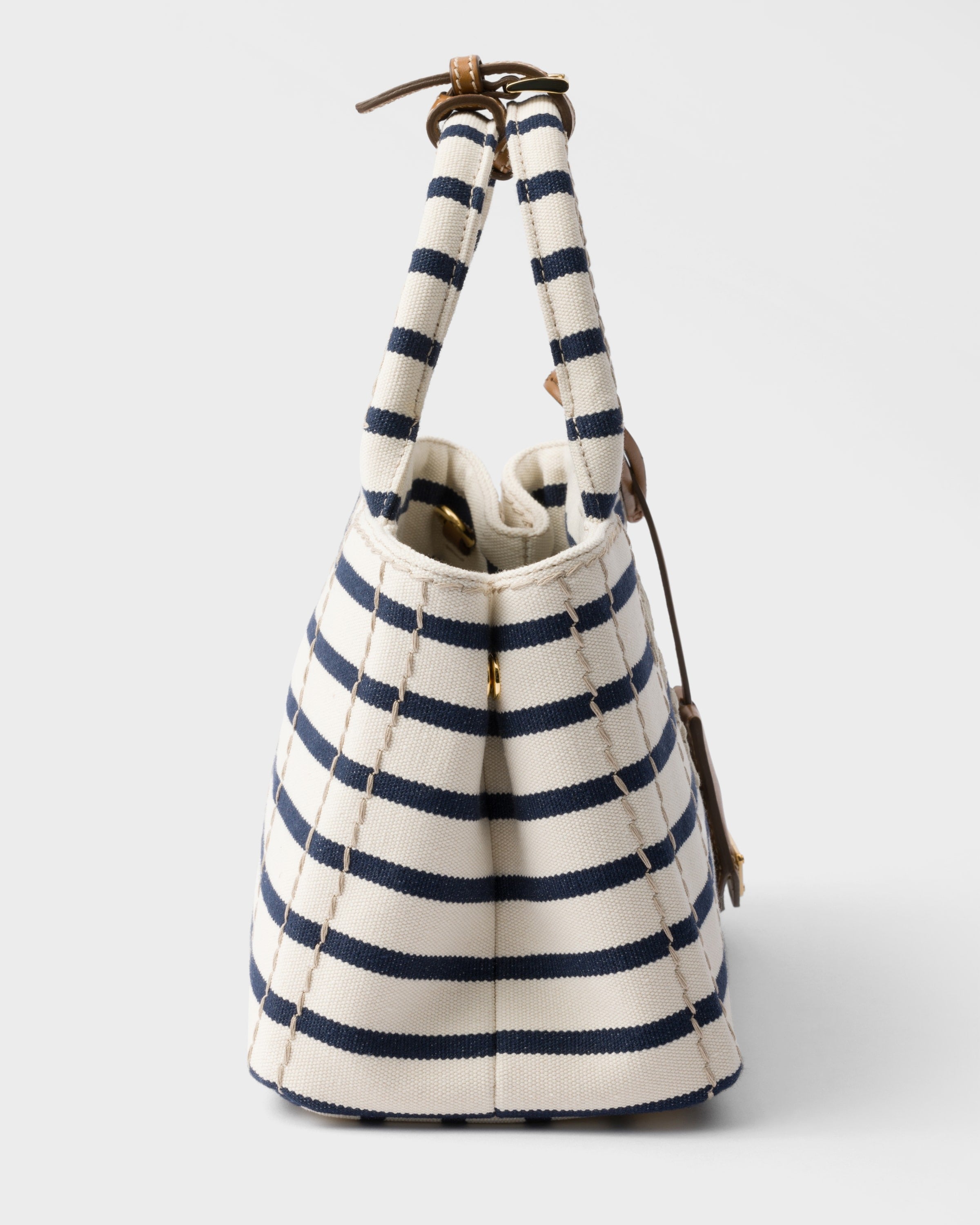 Prada Jardinière striped cotton canvas mini-bag Ivory/Blue